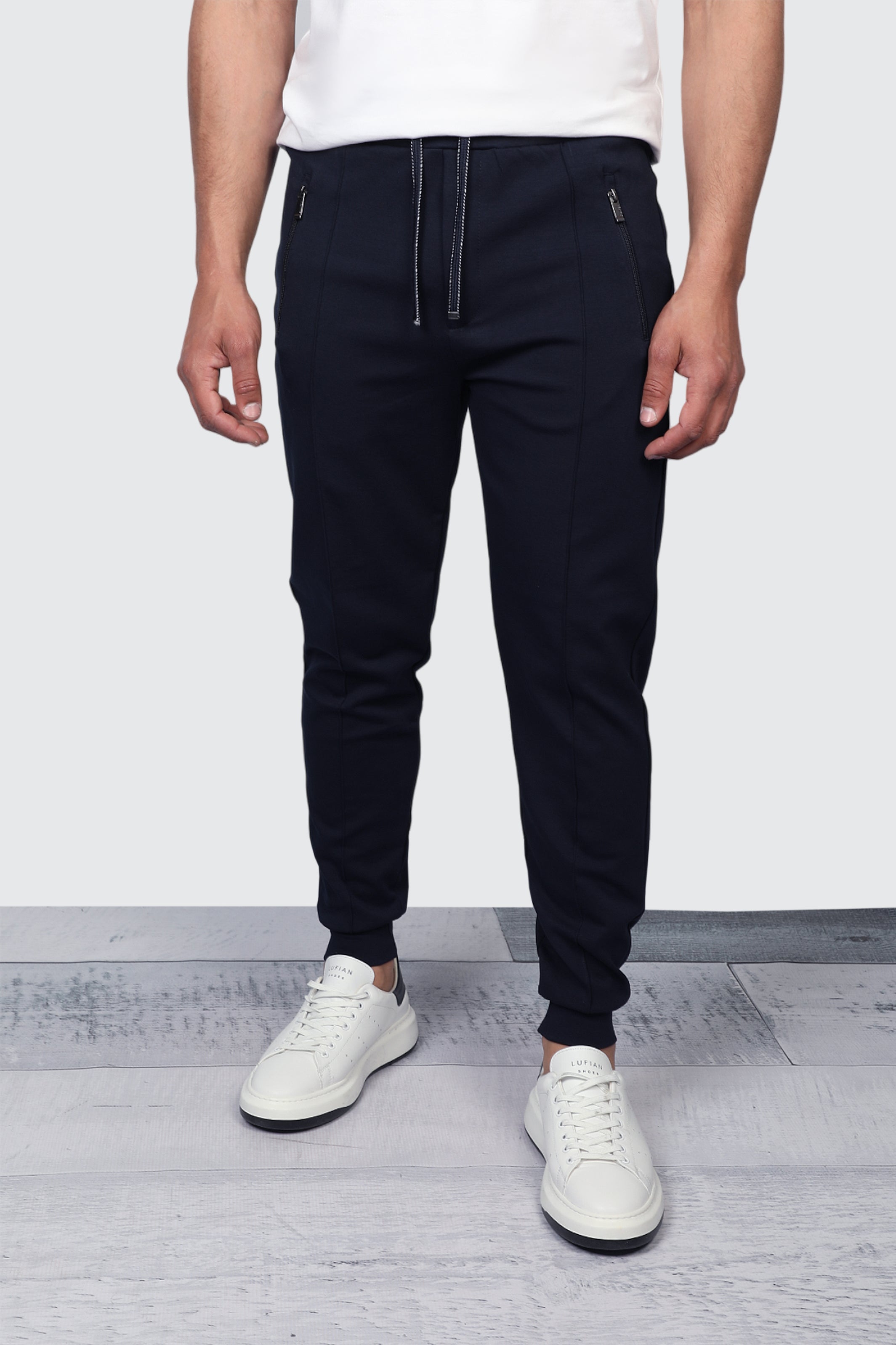 Navy Jogging With Side Zipper Pockets