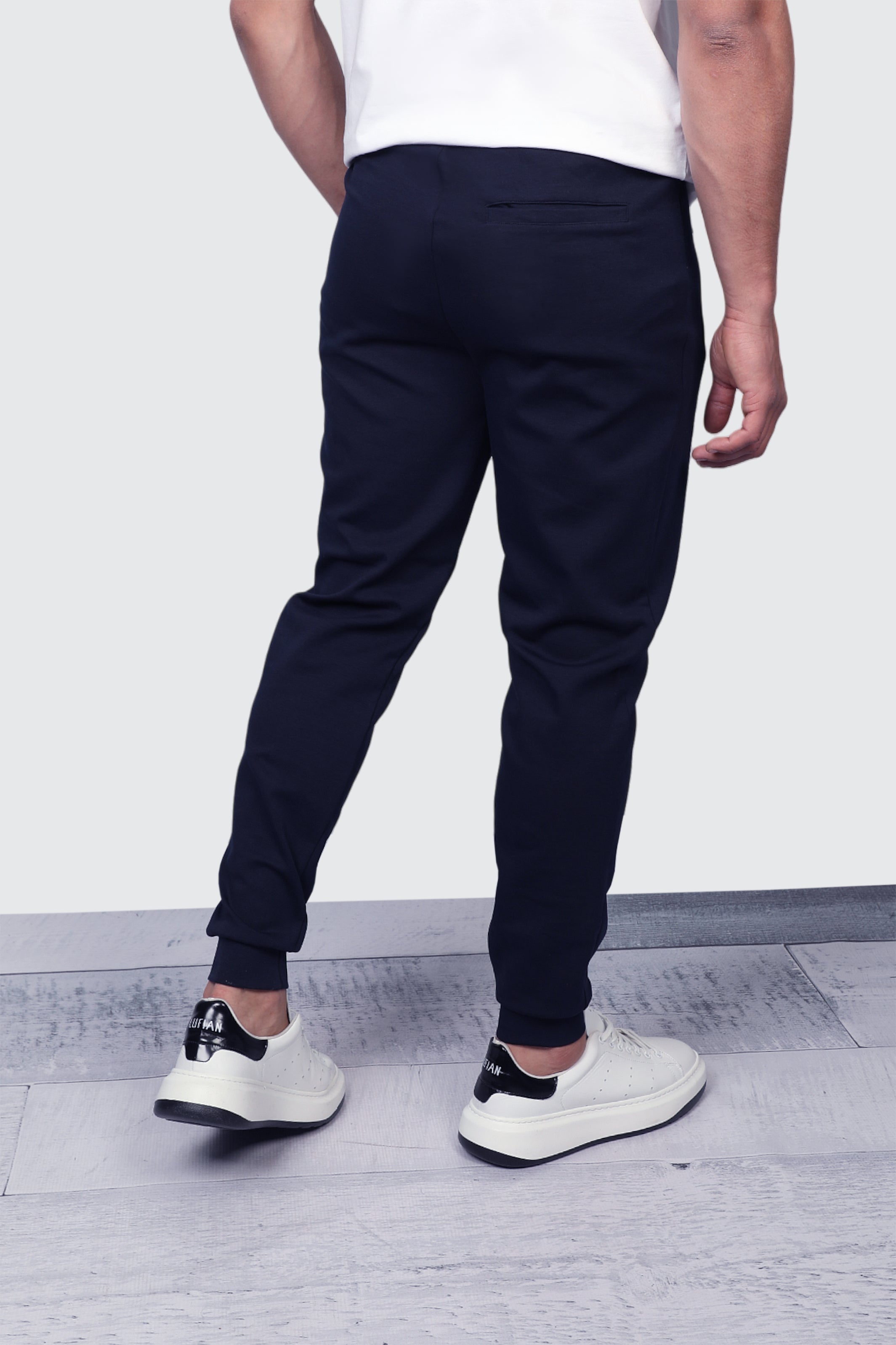 Navy Jogging With Side Zipper Pockets