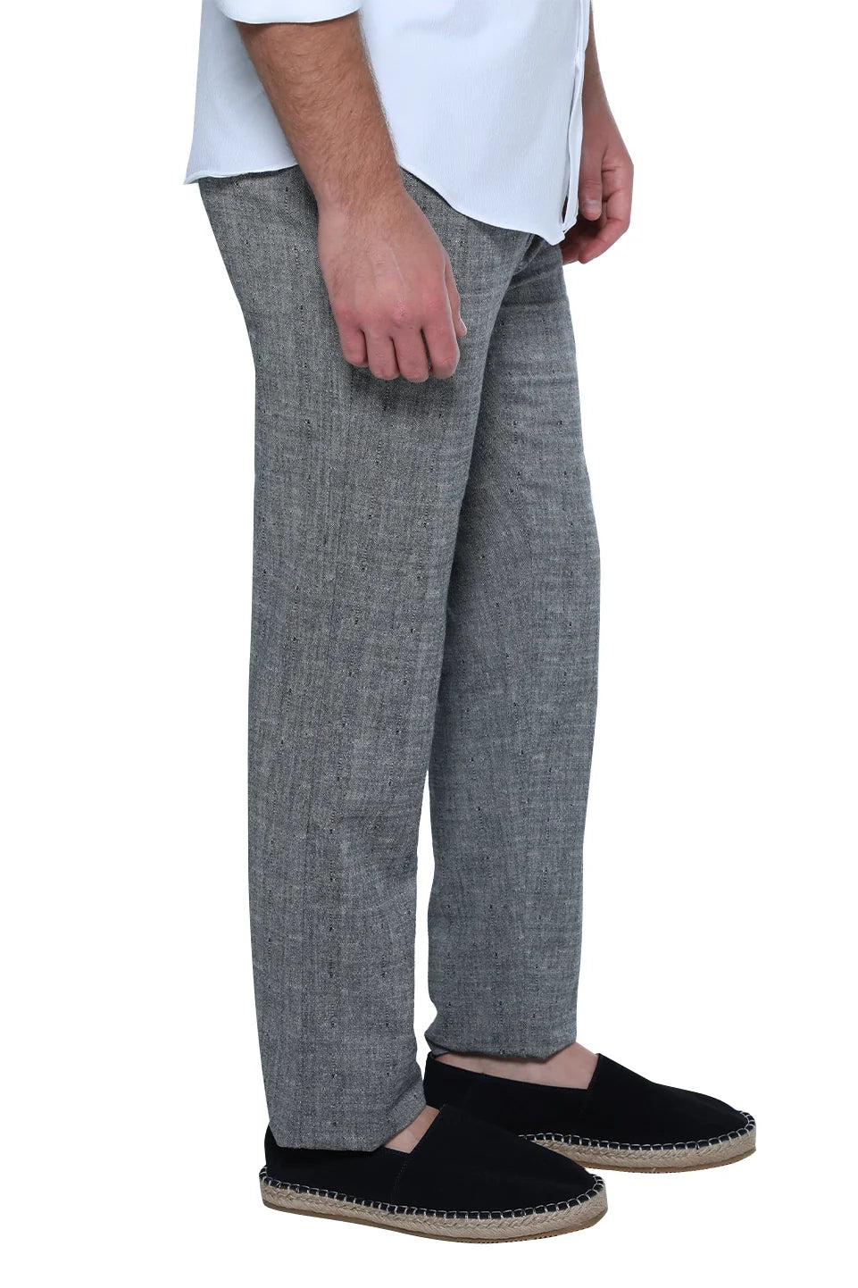 Casual Navy Blue Linen Pant