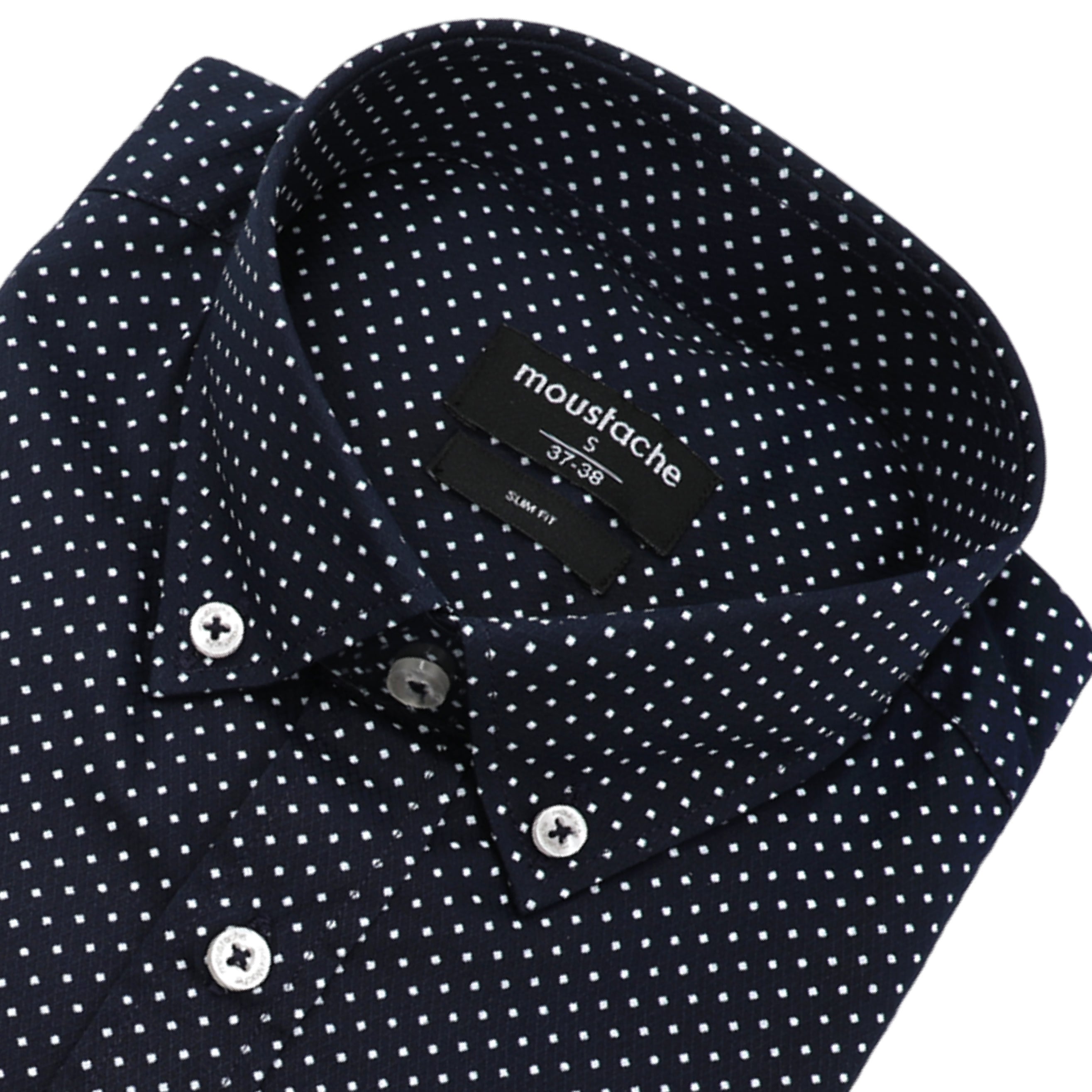Men Navy Casual Shirt With White Pointed Design