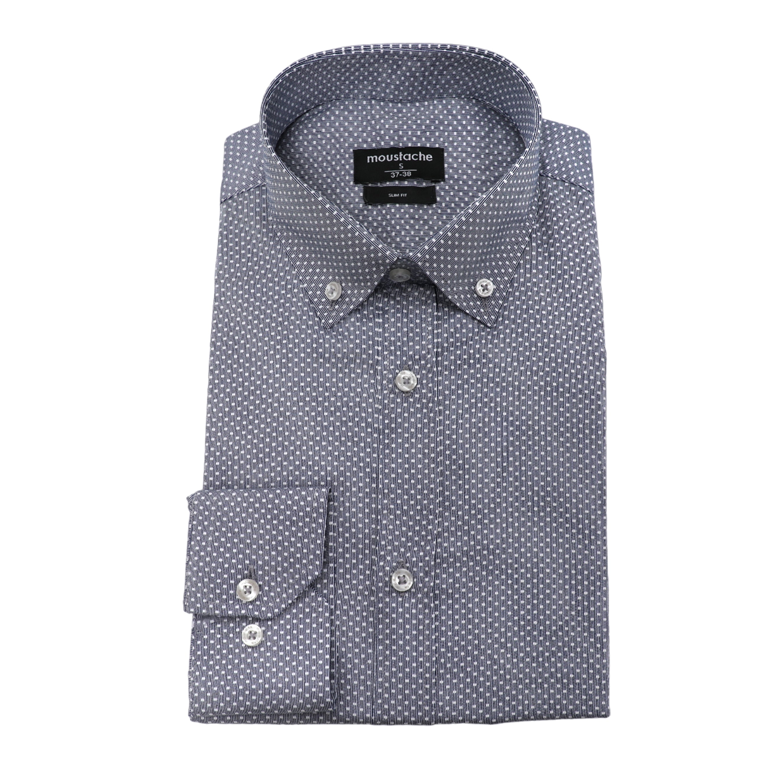 Men Navy Casual Shirt With White Pointed Design