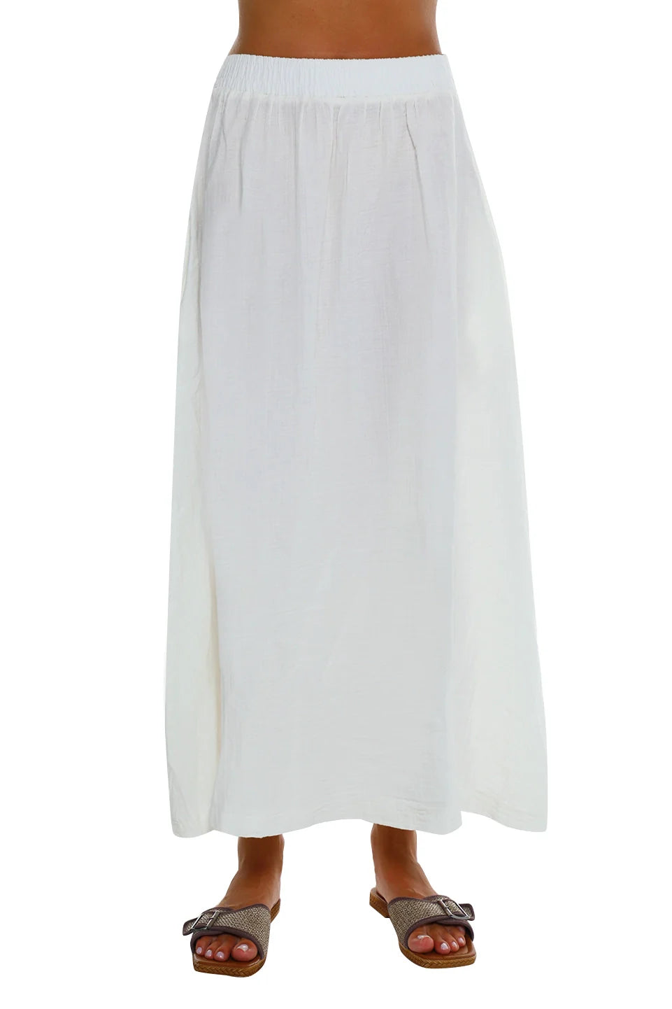 Long White Skirt With Elastic Waist