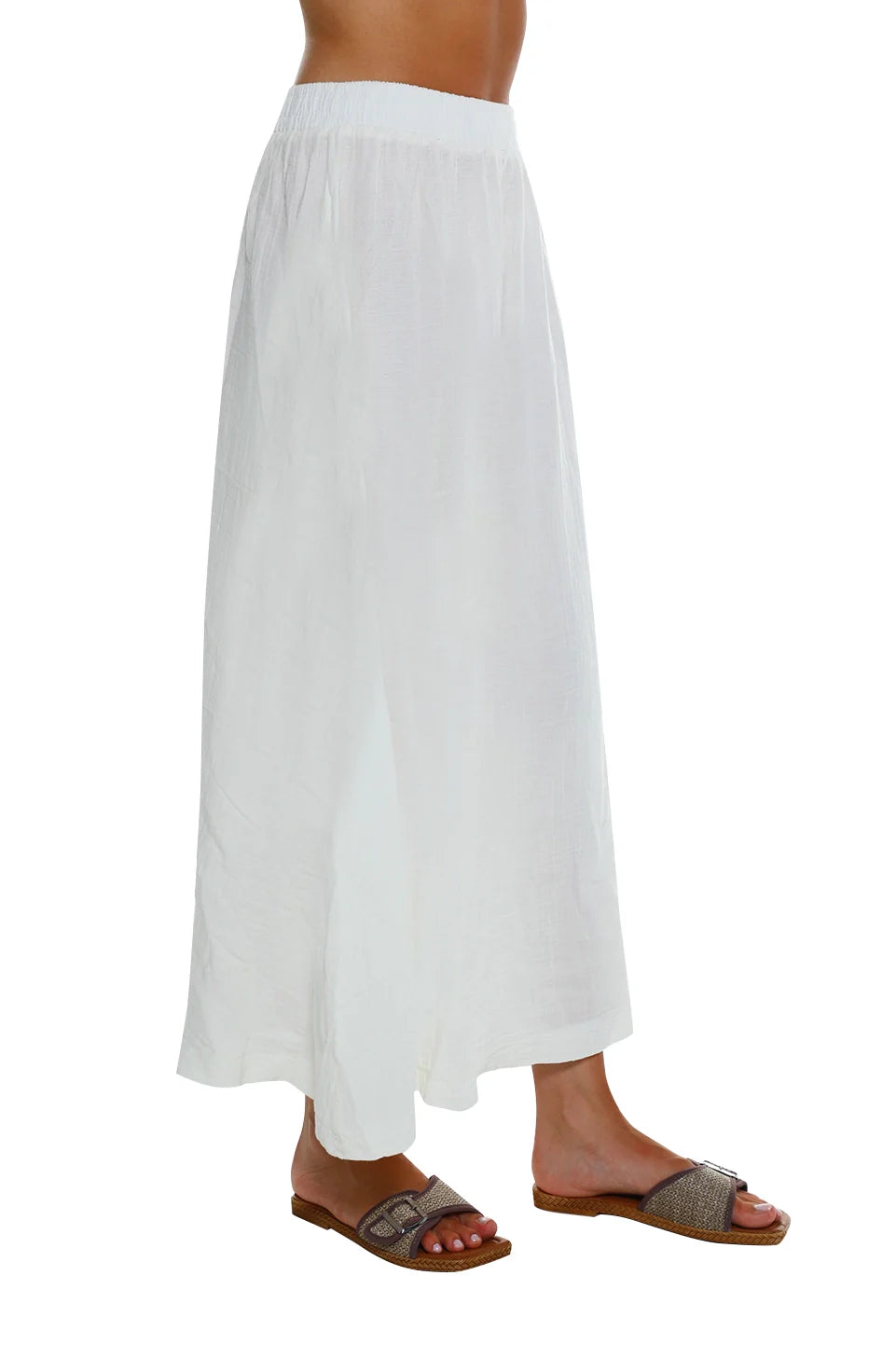 Long White Skirt With Elastic Waist