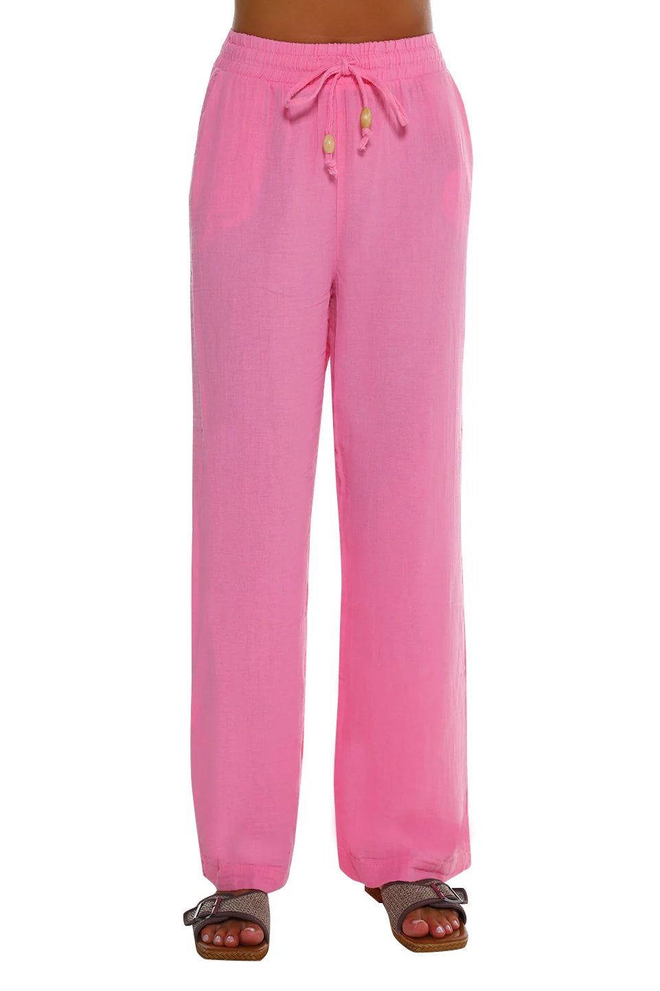 Casual Fushia Pant With Elastic Waist