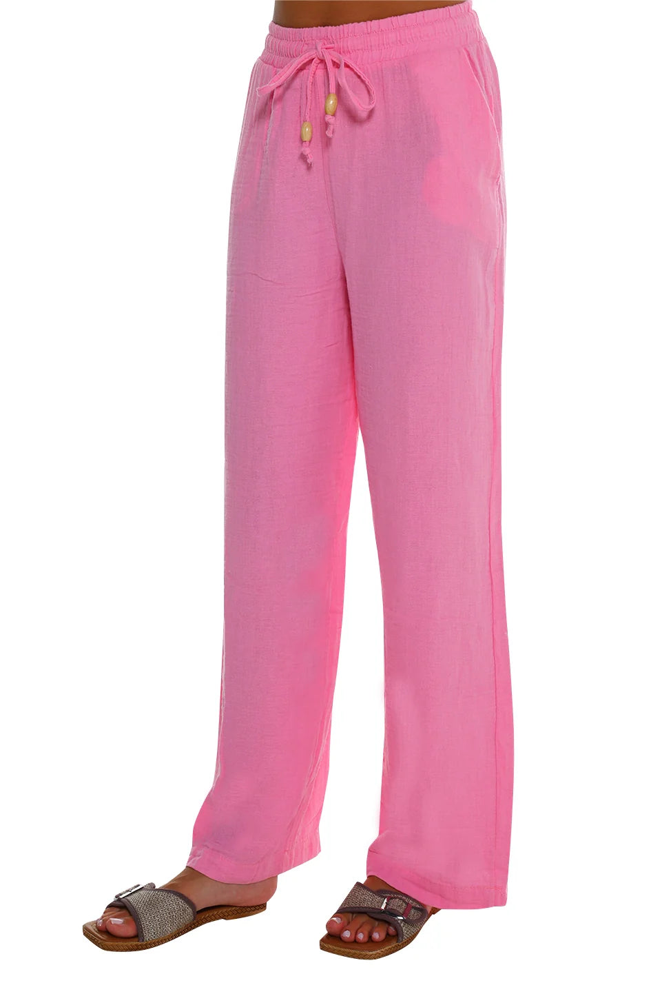 Casual Fushia Pant With Elastic Waist