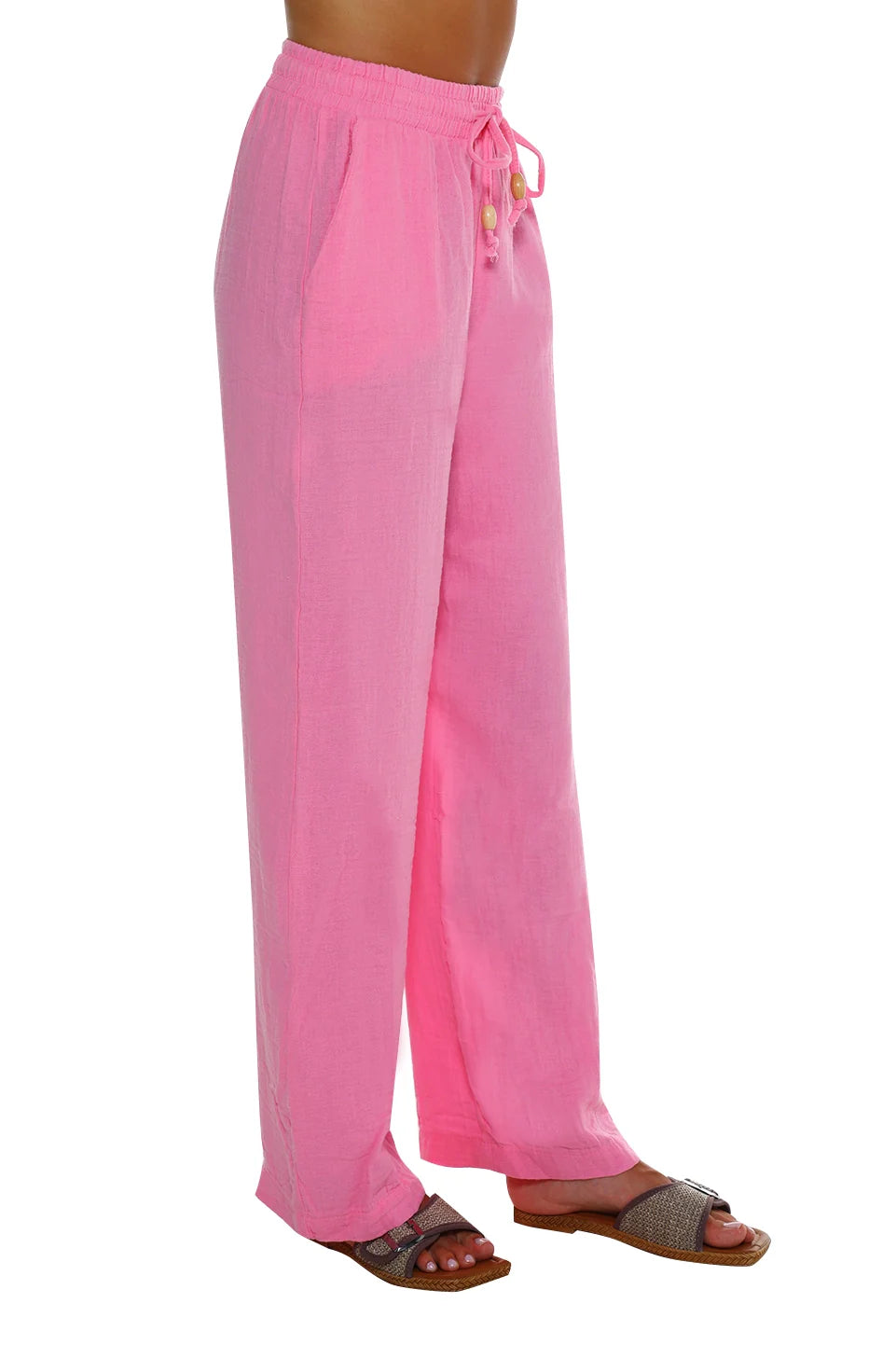 Casual Fushia Pant With Elastic Waist