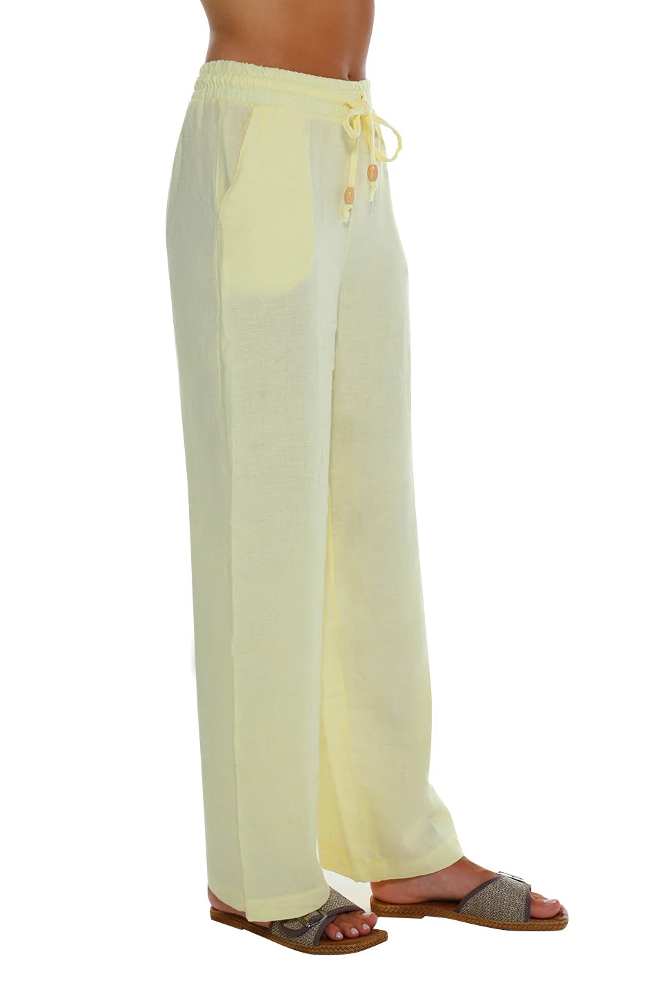 Casual Yellow Pant With Elastic Waist