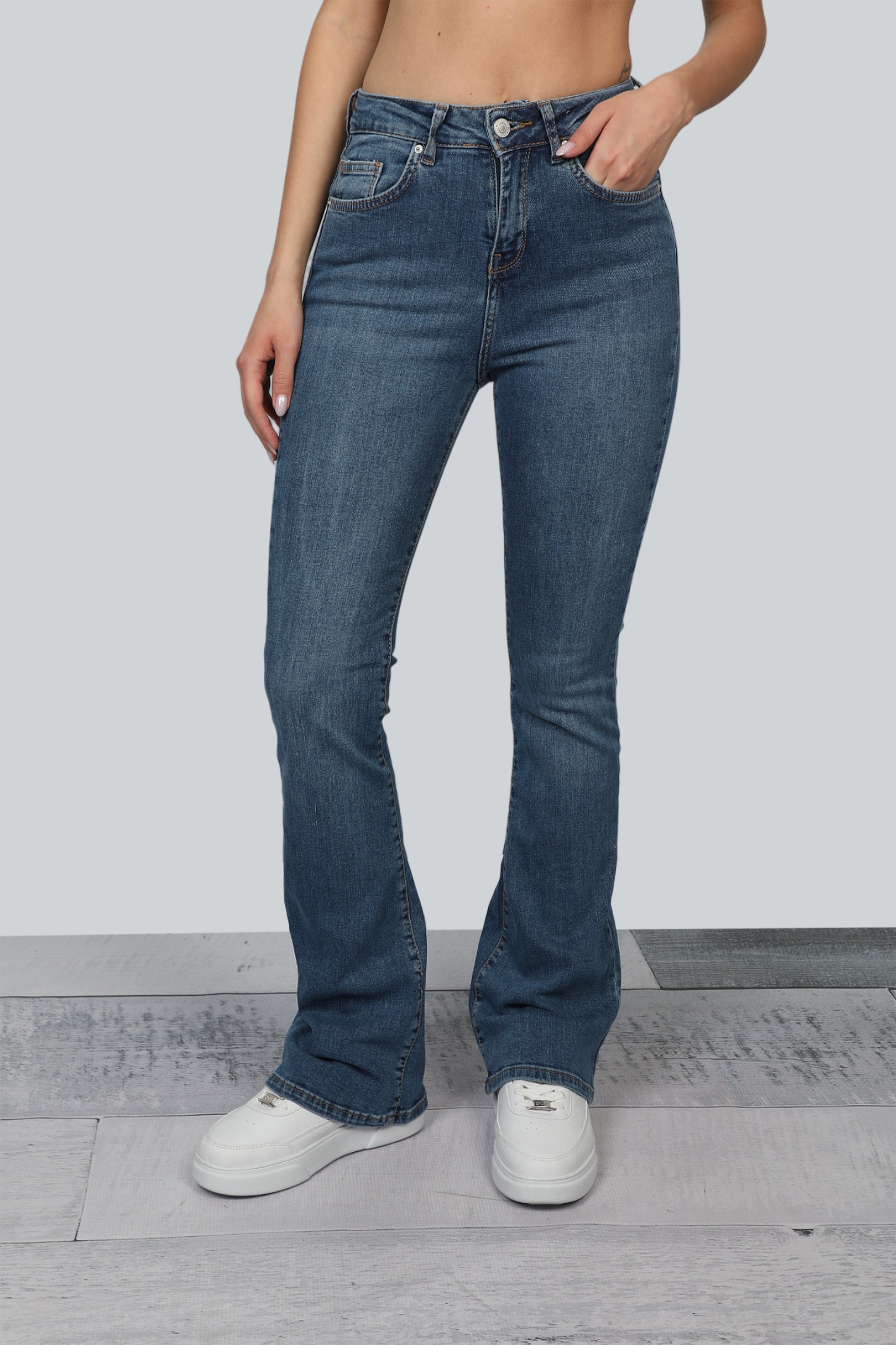 Flare Washed Blue Women Jeans