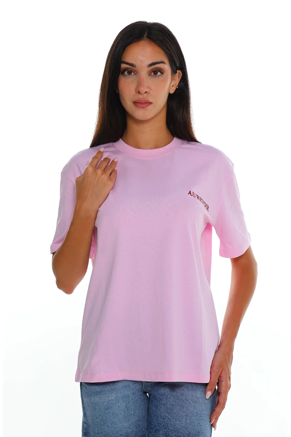 Round Neck Pink T-shirt With Back Design