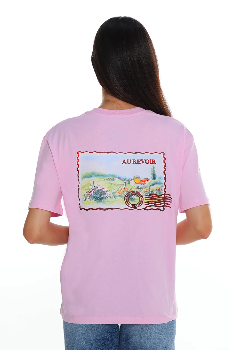 Round Neck Pink T-shirt With Back Design