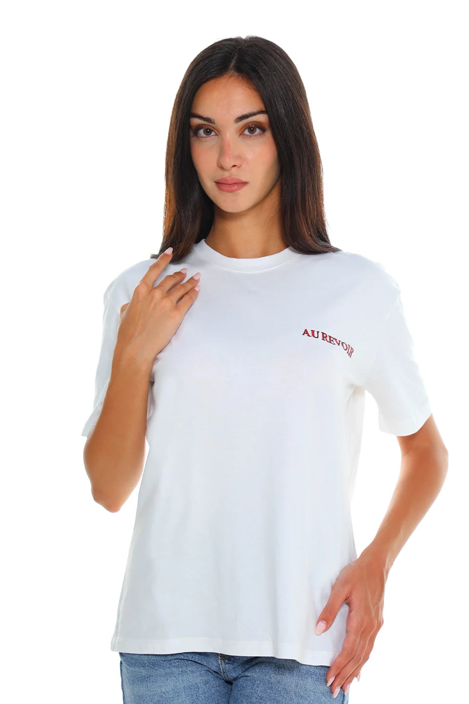 Round Neck White T-shirt With Back Design