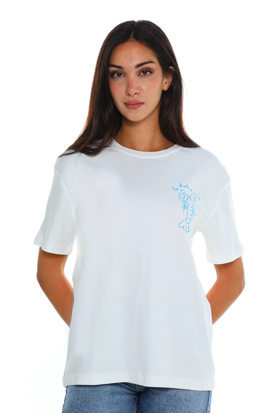 White T-shirt With "Lobster" Back Print