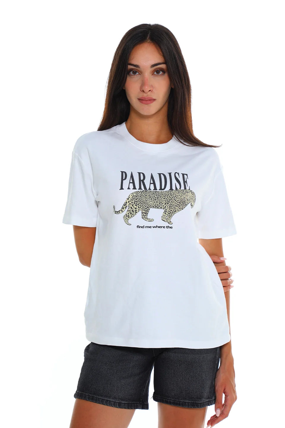 White T-shirt With "Paradise" Front Design
