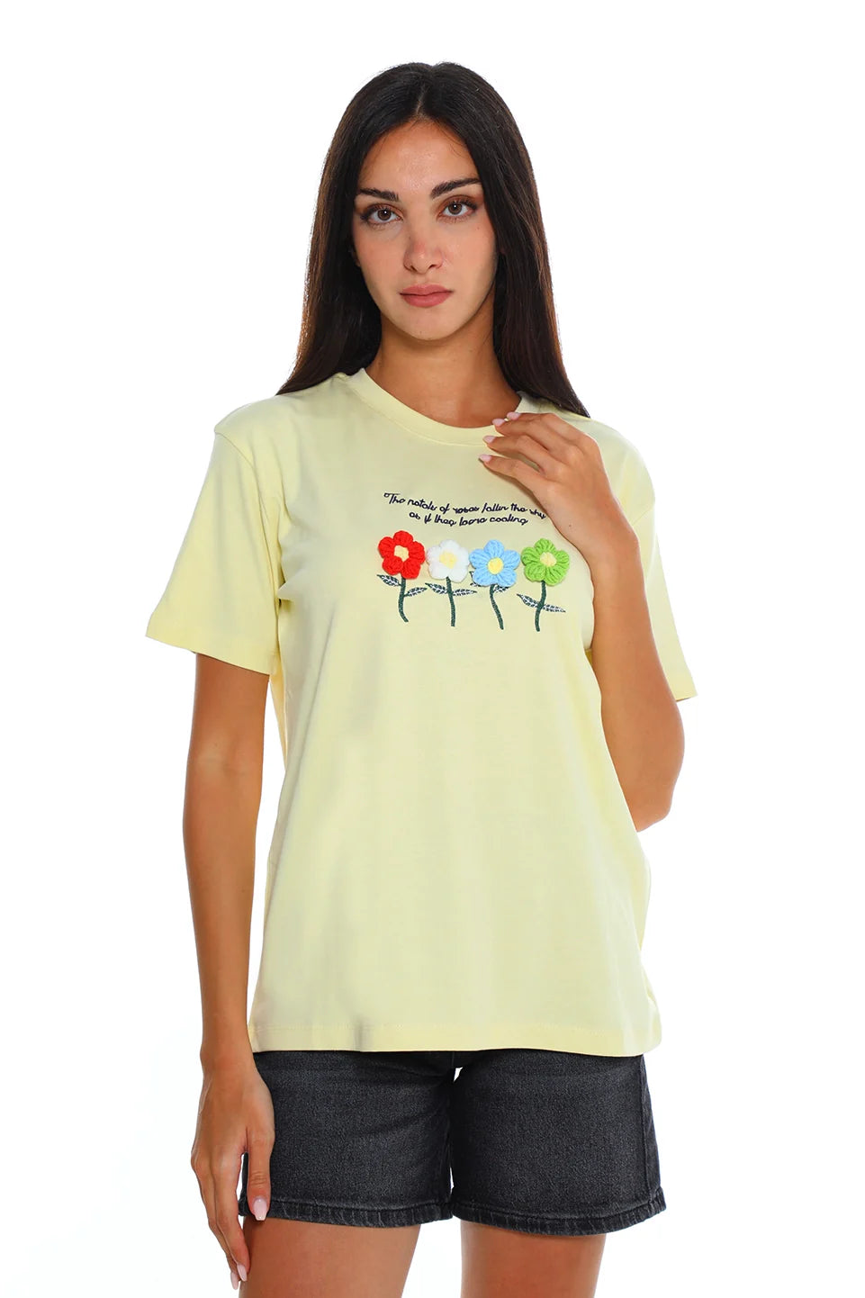 Yellow T-shirt With Flower Front Design