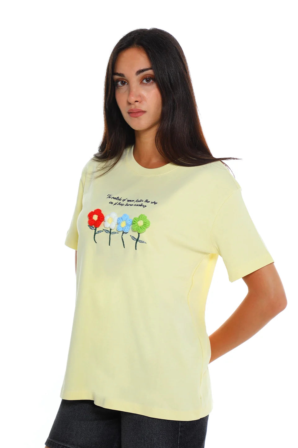 Yellow T-shirt With Flower Front Design