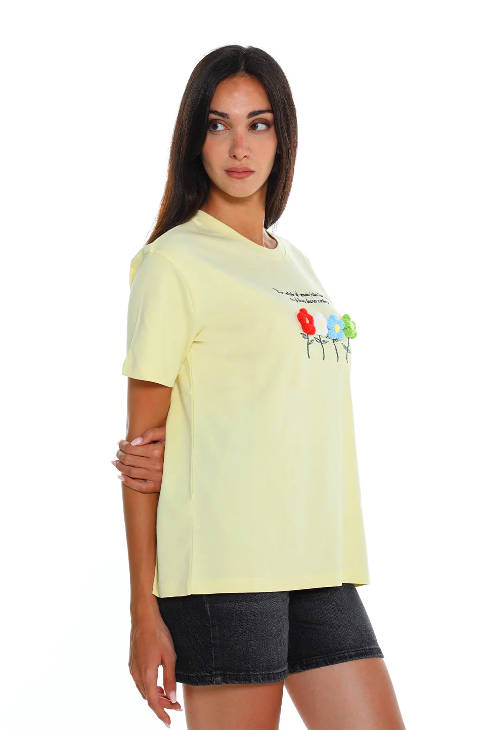 Yellow T-shirt With Flower Front Design
