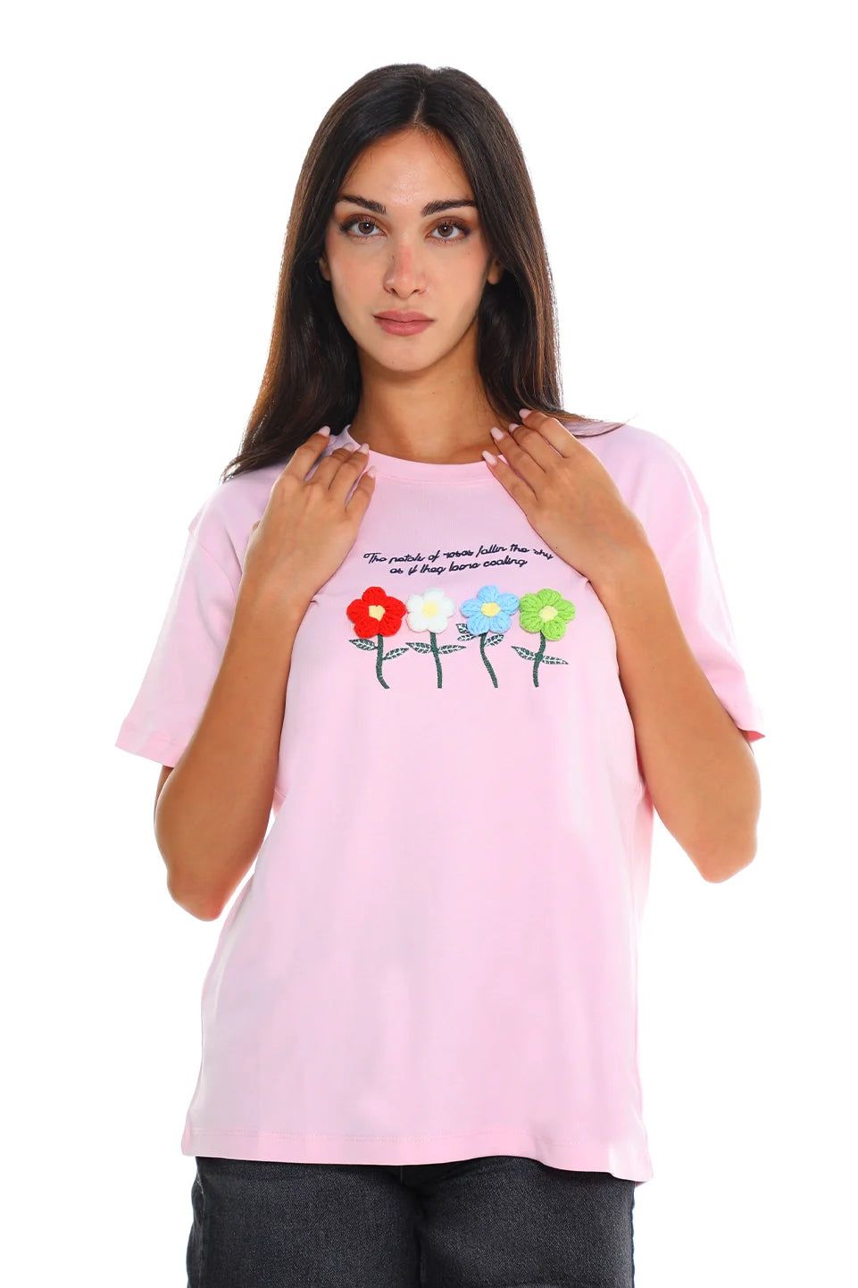 Pink T-shirt With Flower Front Design