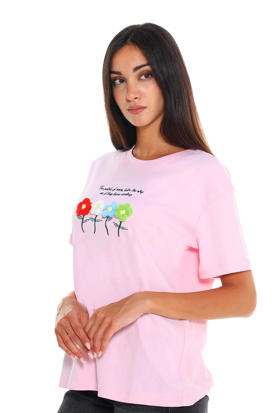 Pink T-shirt With Flower Front Design