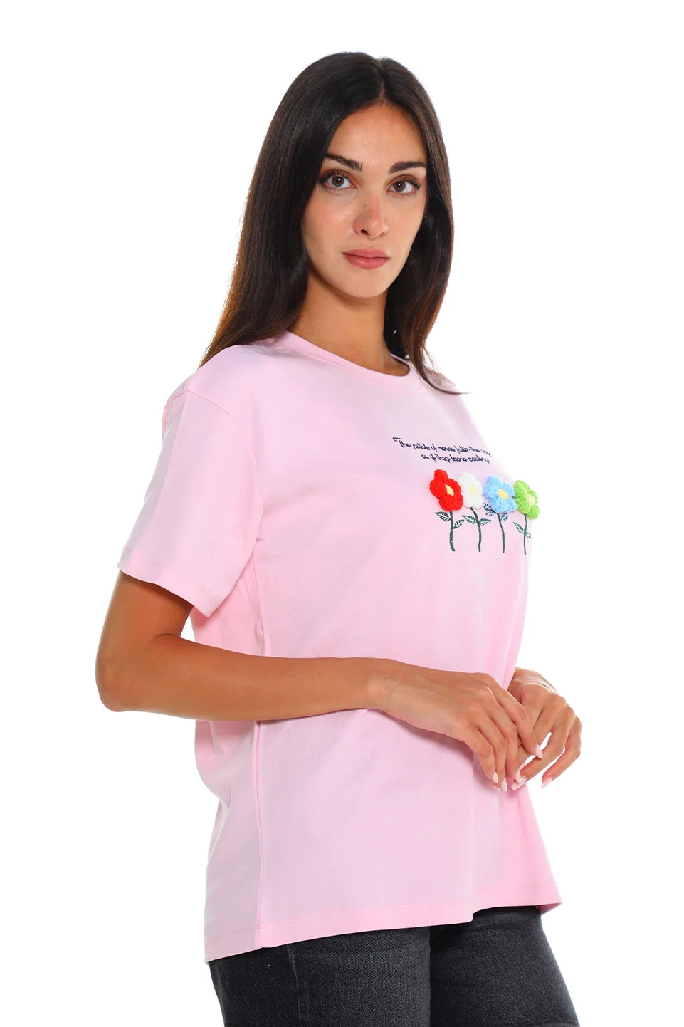 Pink T-shirt With Flower Front Design