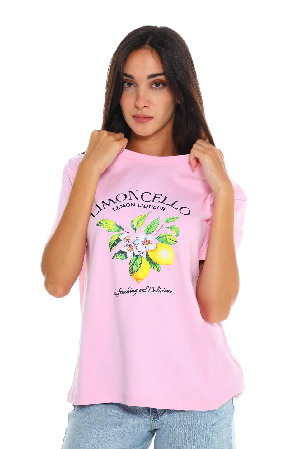 Pink Stylish T-shirt With "Lemon" Front Design