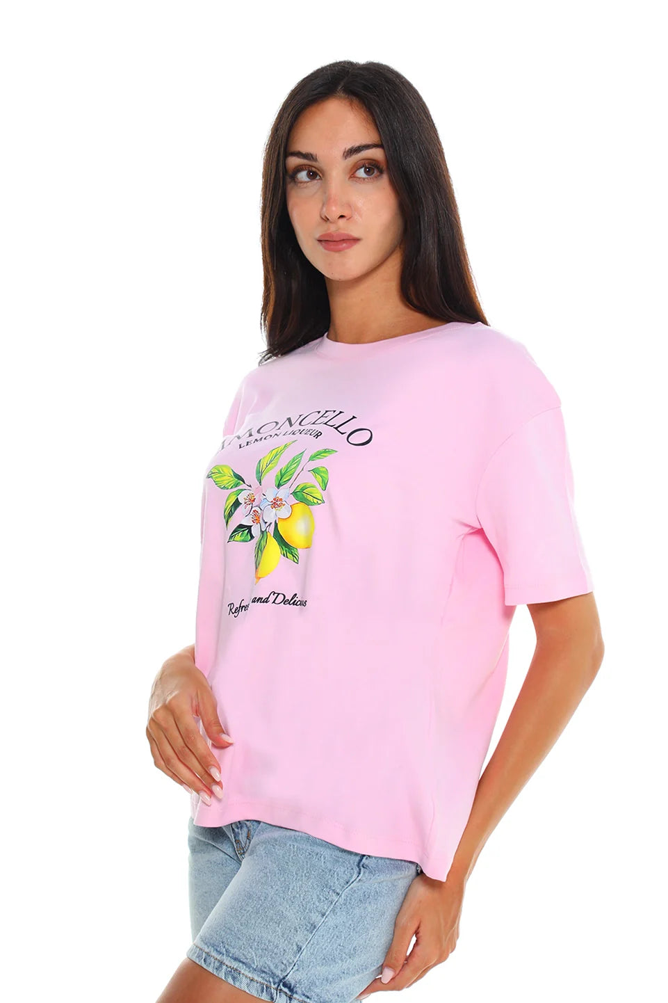 Pink Stylish T-shirt With "Lemon" Front Design