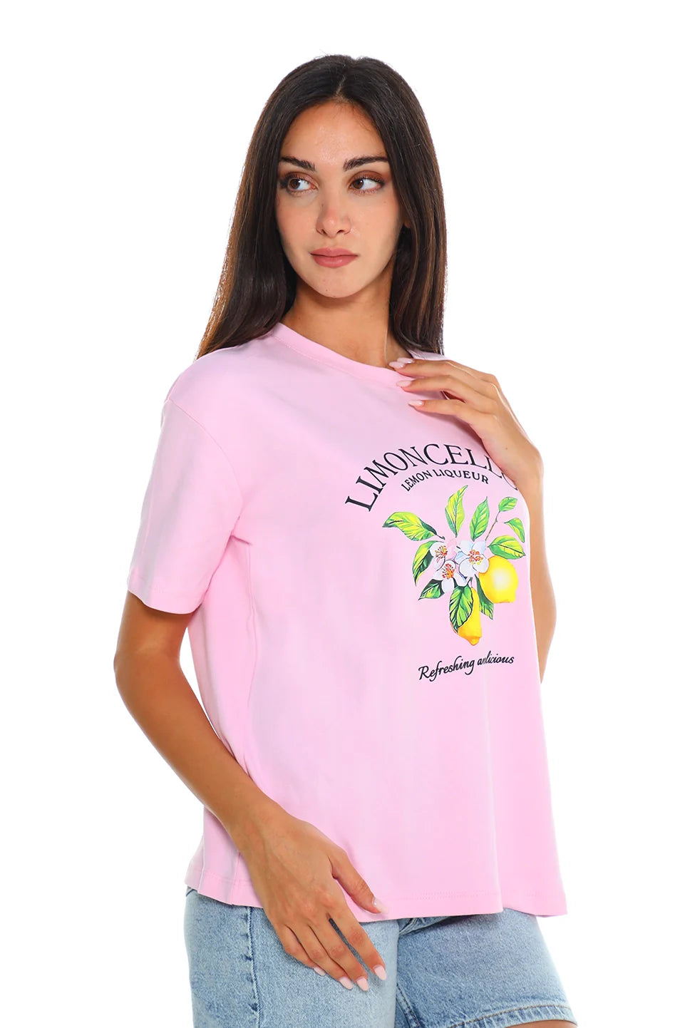 Pink Stylish T-shirt With "Lemon" Front Design