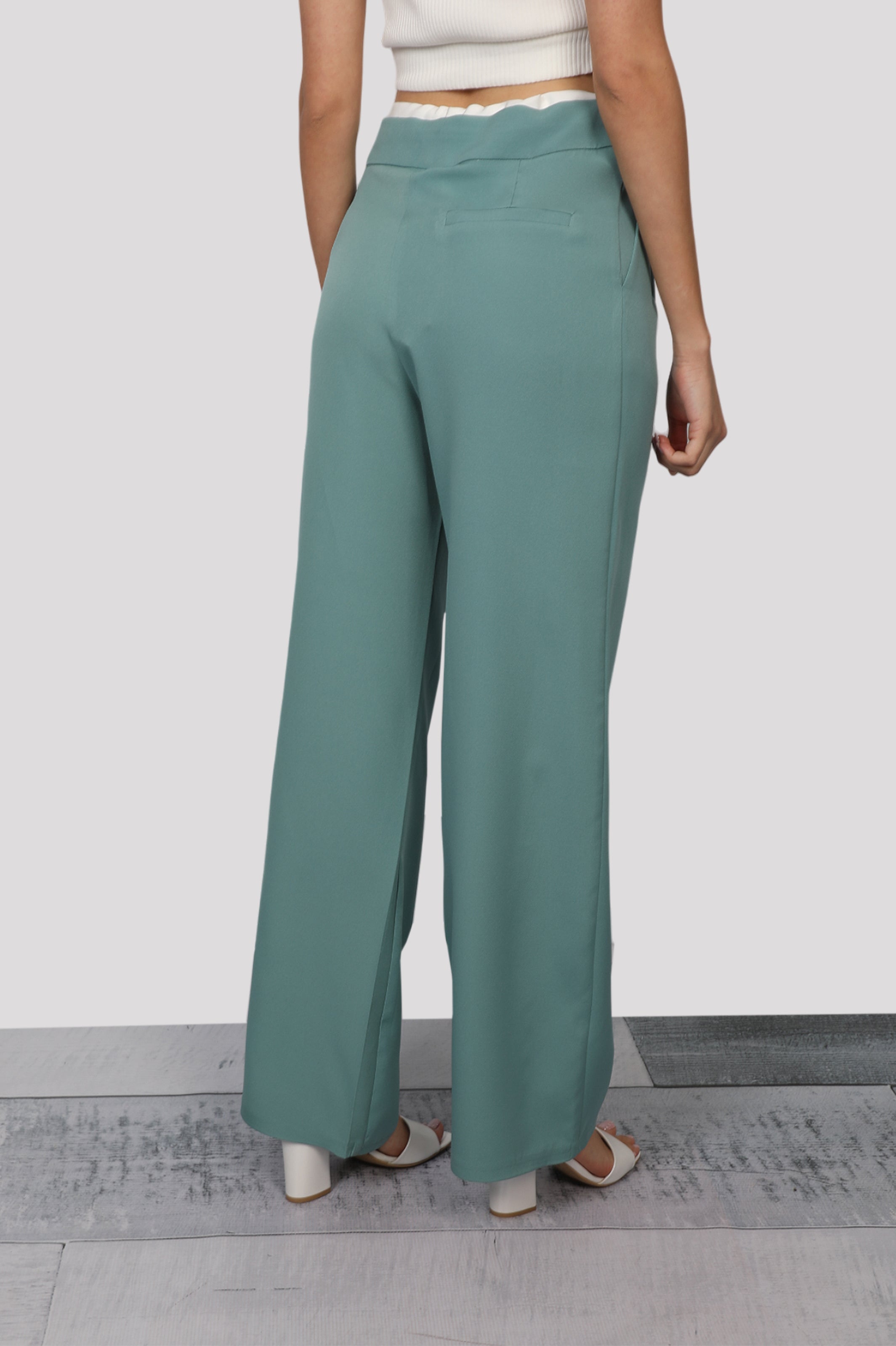 Women Mint Pants With Tie at Waist