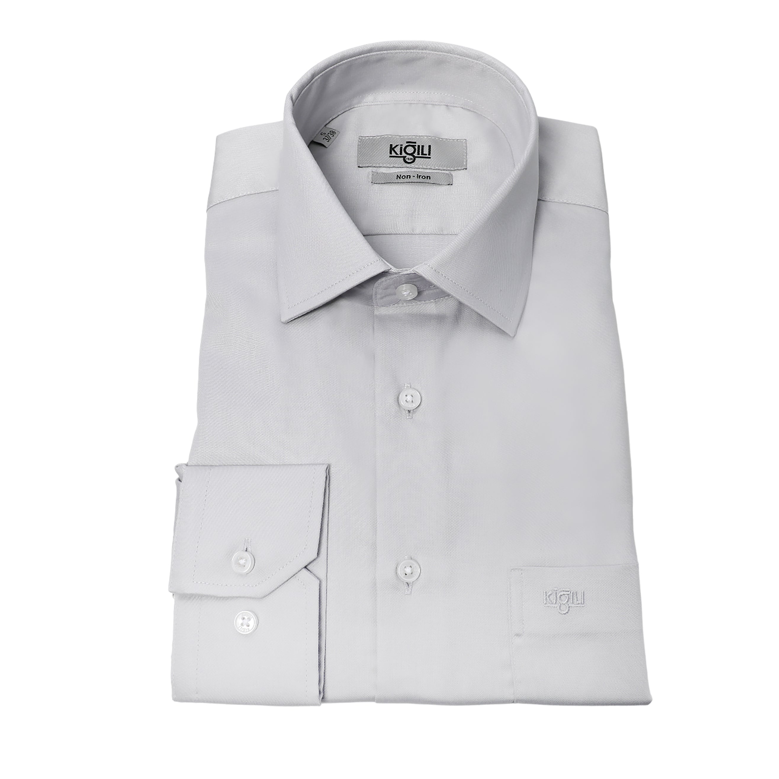 Men Light Grey Non-Iron Slim-Fit Classic Shirt