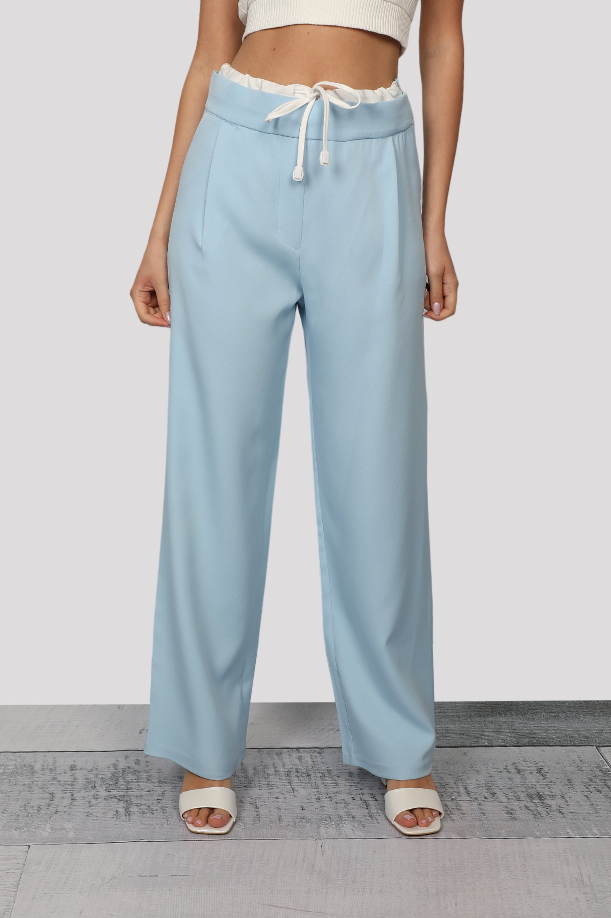 Women Blue Pants With Tie at Waist