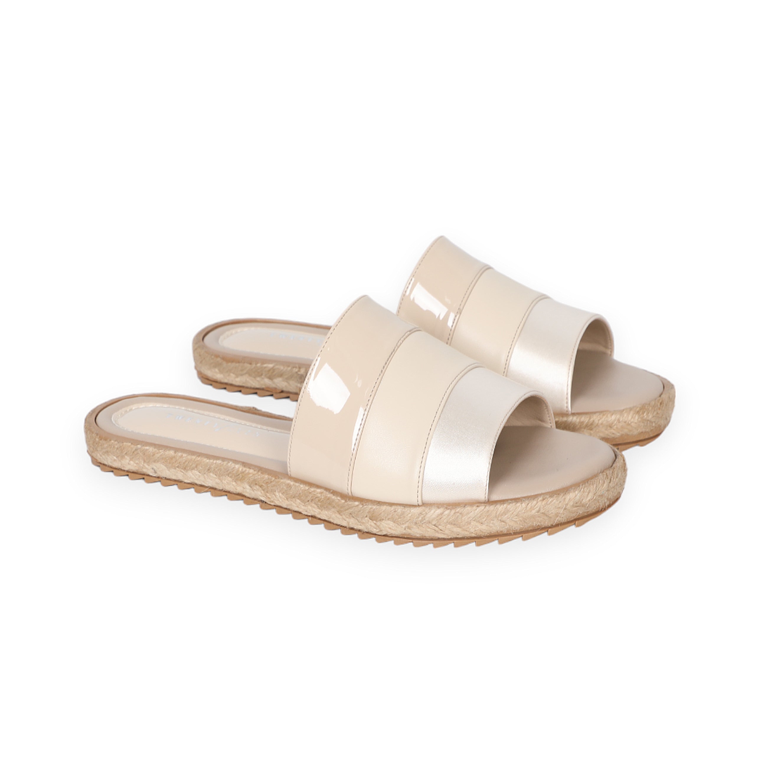 One Strap Beige Slipper With Small Insole