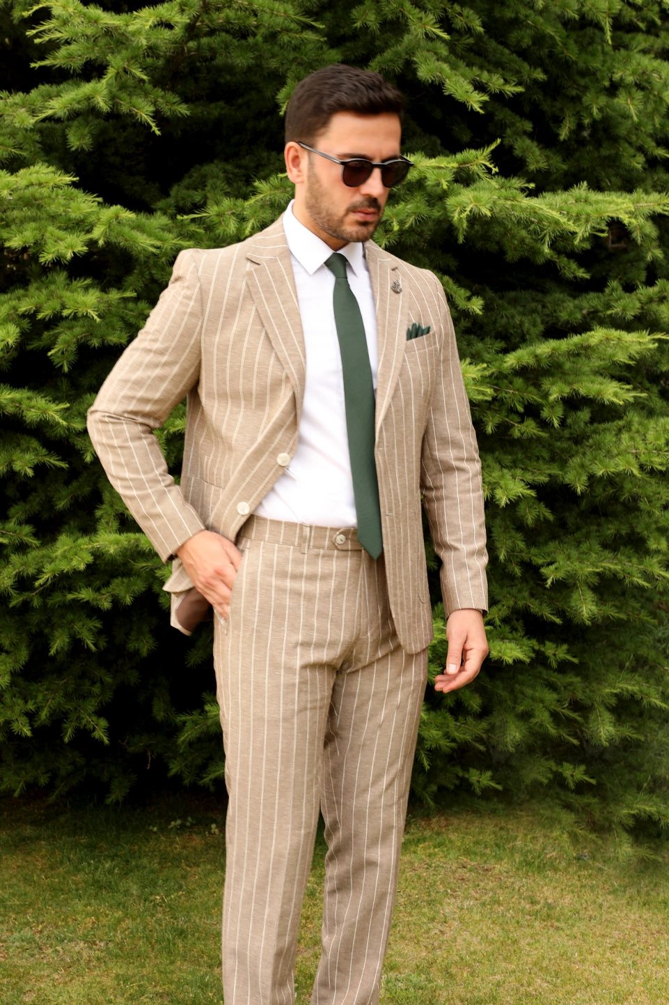 Sport Chic Striped Brown Suit