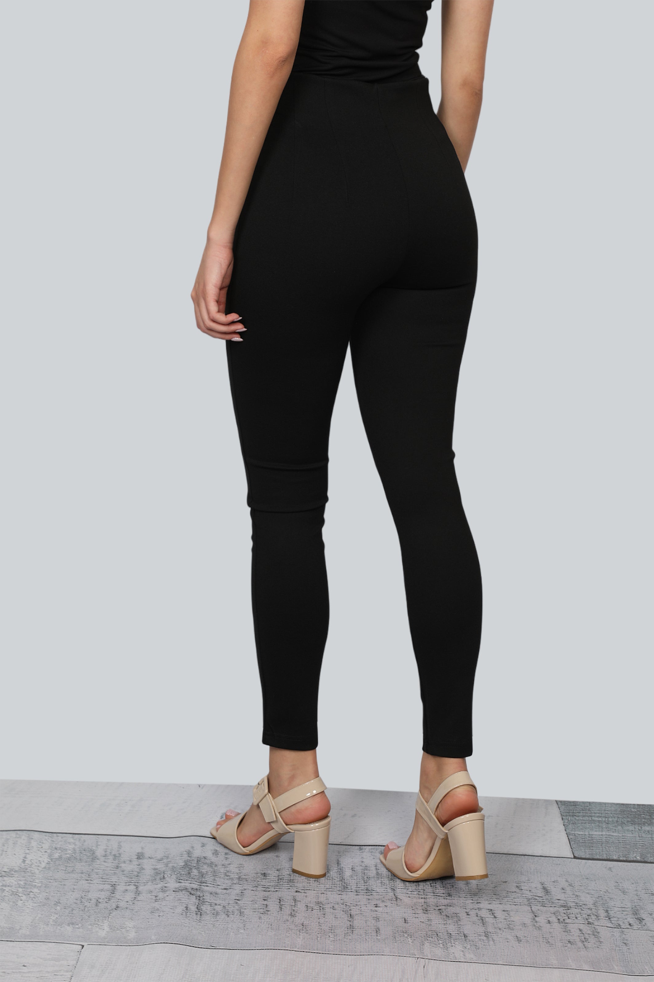 High Waisted Black Pants With Side Zipper