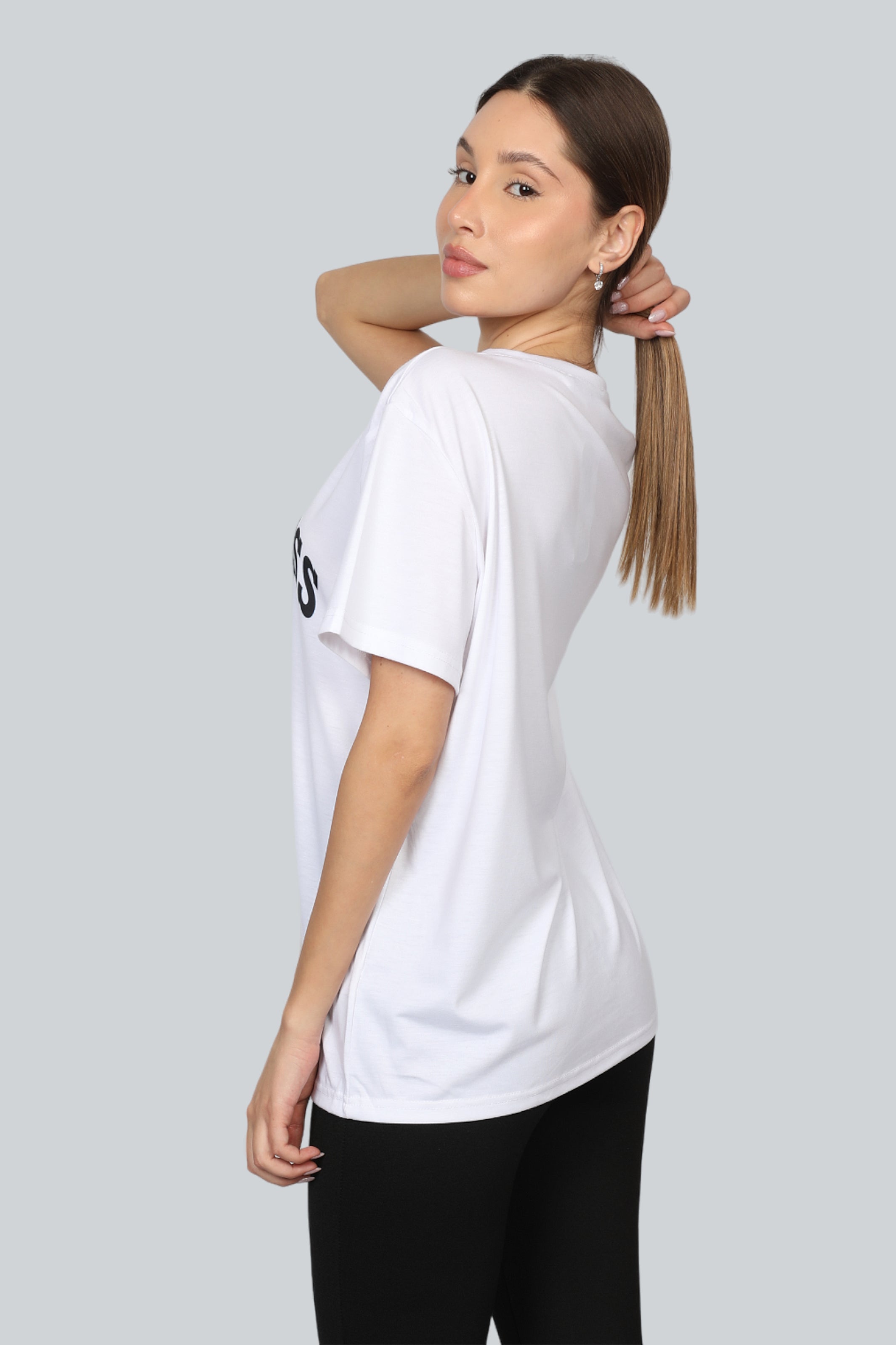Women White T-shirt Short Sleeves With Front Logo