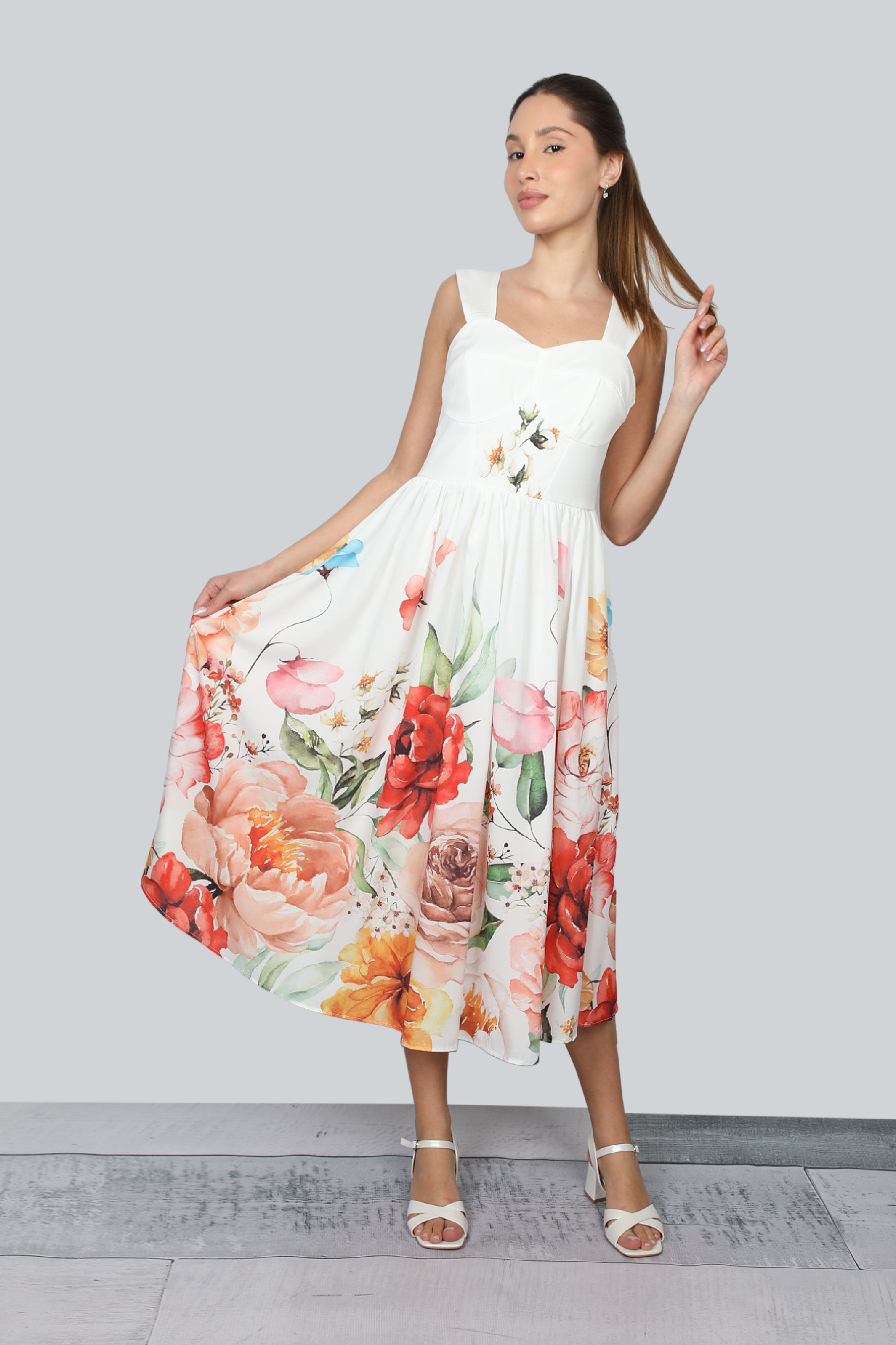 White Summery Floral Dress