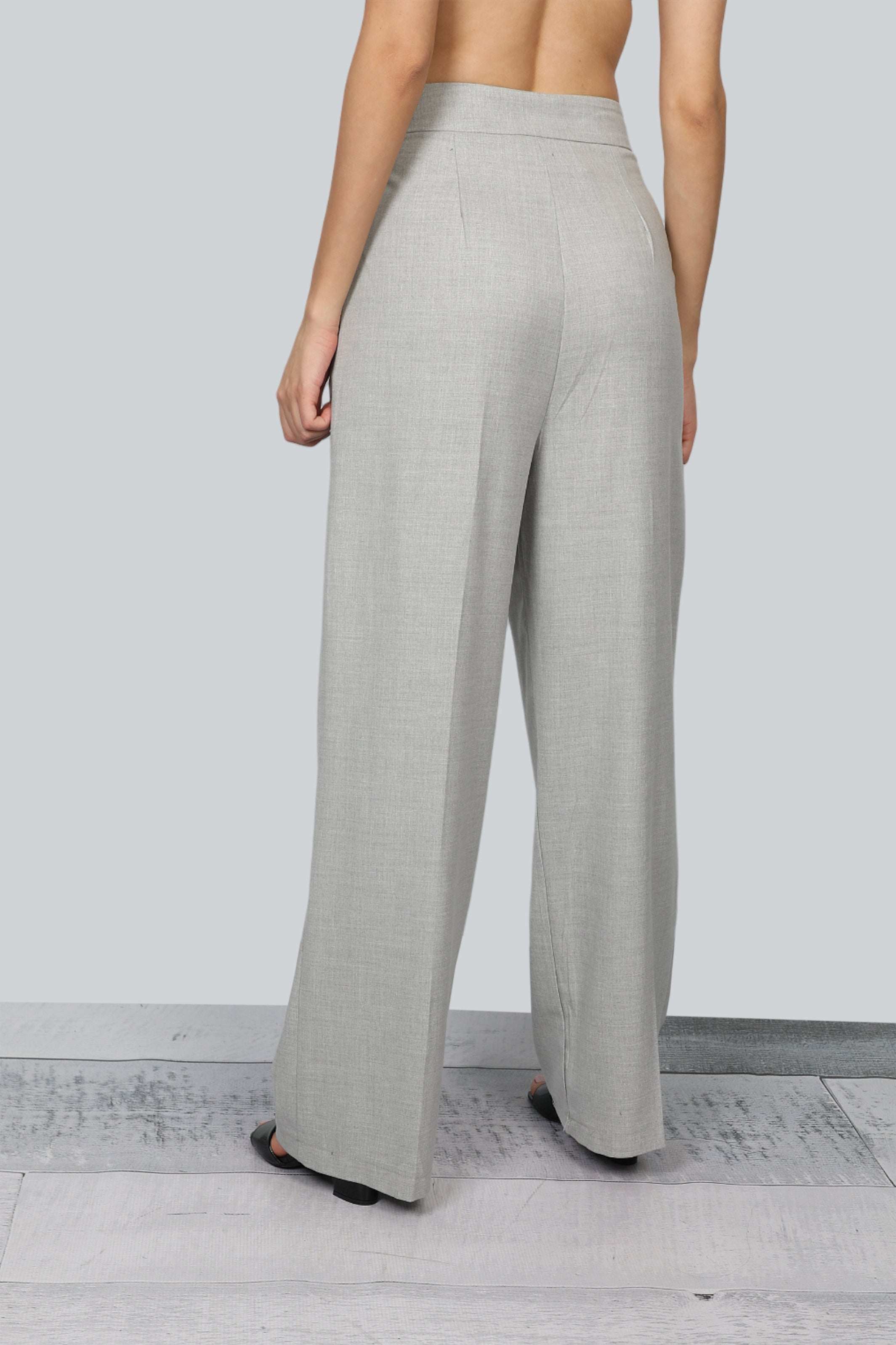Wide Grey Pants With Side Belt