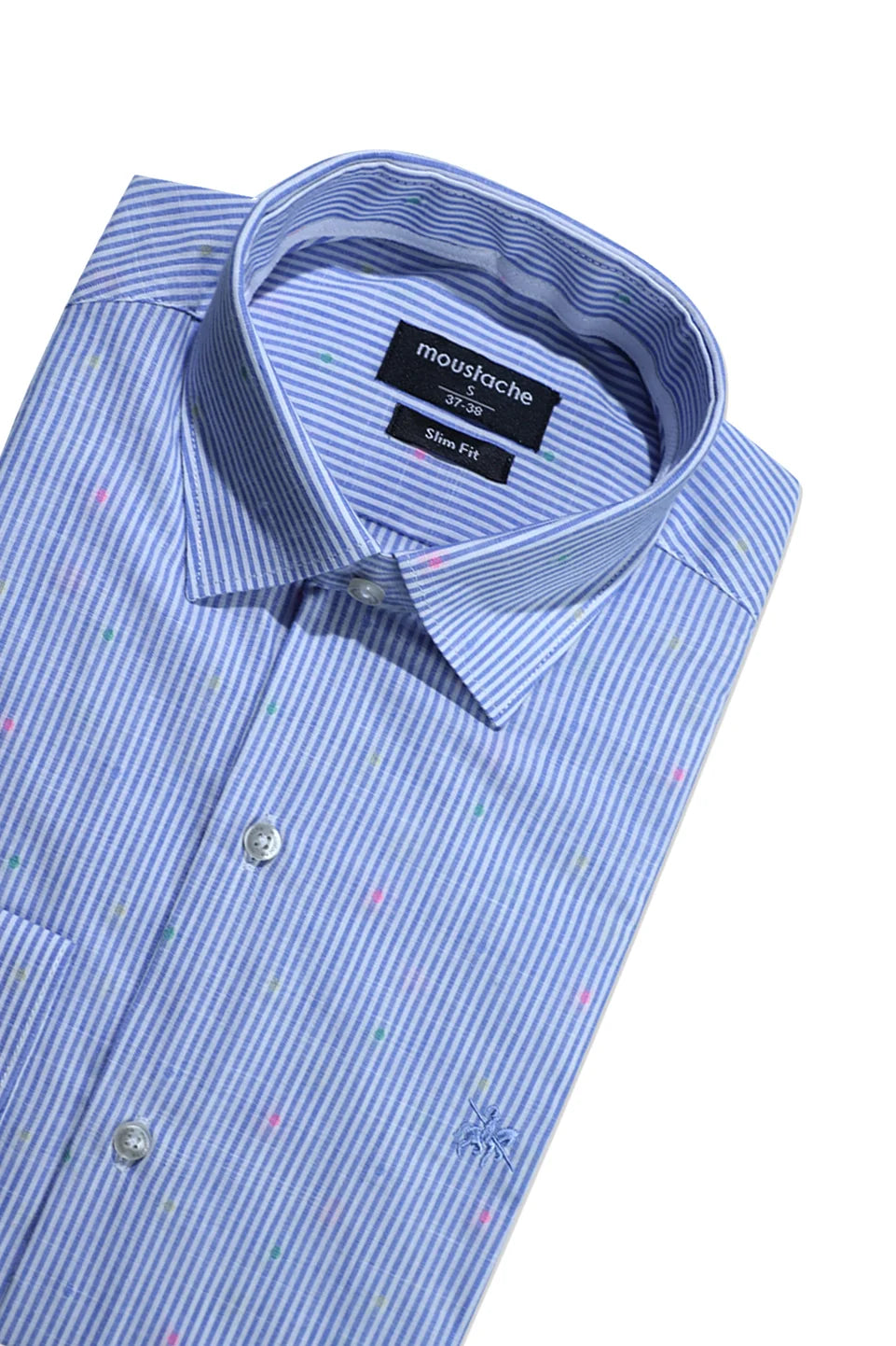 Blue Classic Long-Sleeved Shirt With Logo
