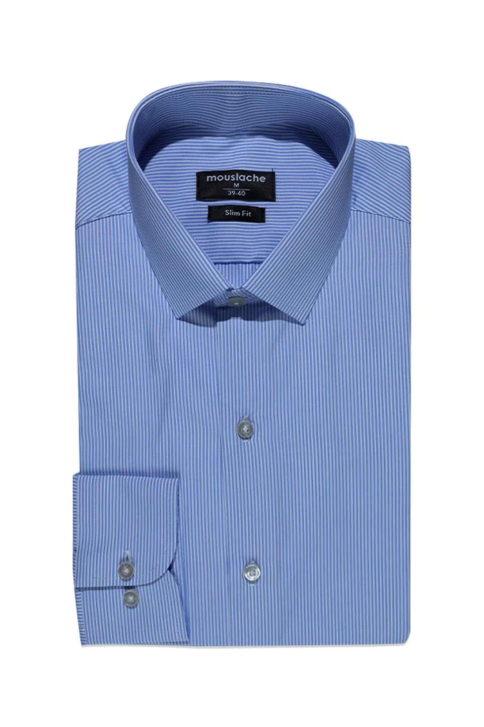 Blue Classic Shirt With Striped Design