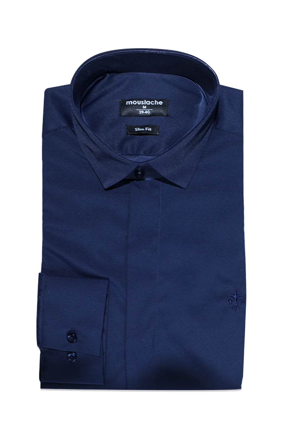 Slim Fit Long Sleeved Navy Shirt