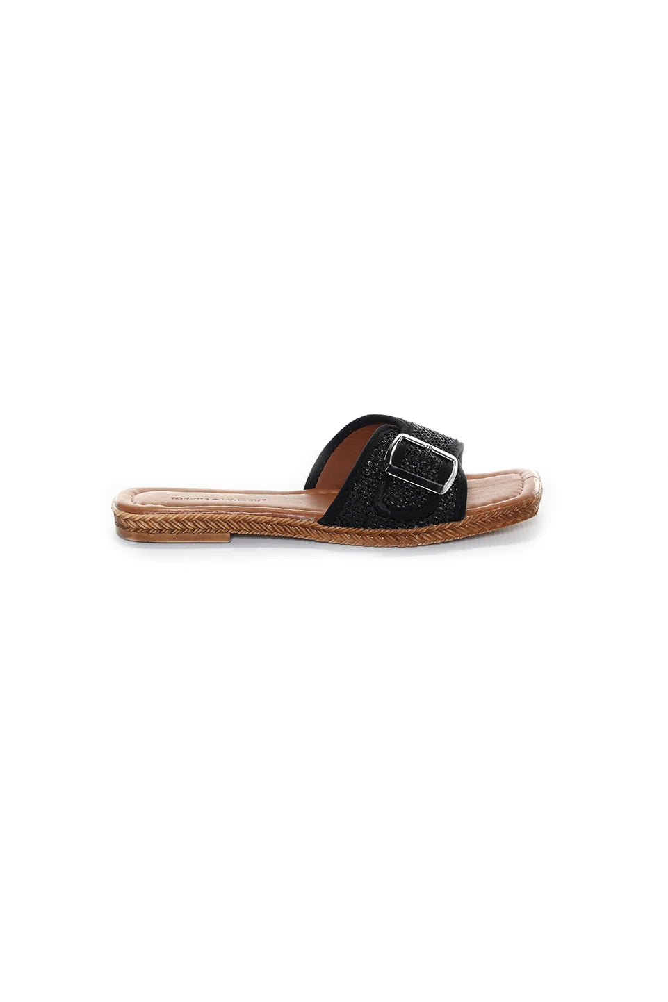 Single Strap Flat Black Slipper