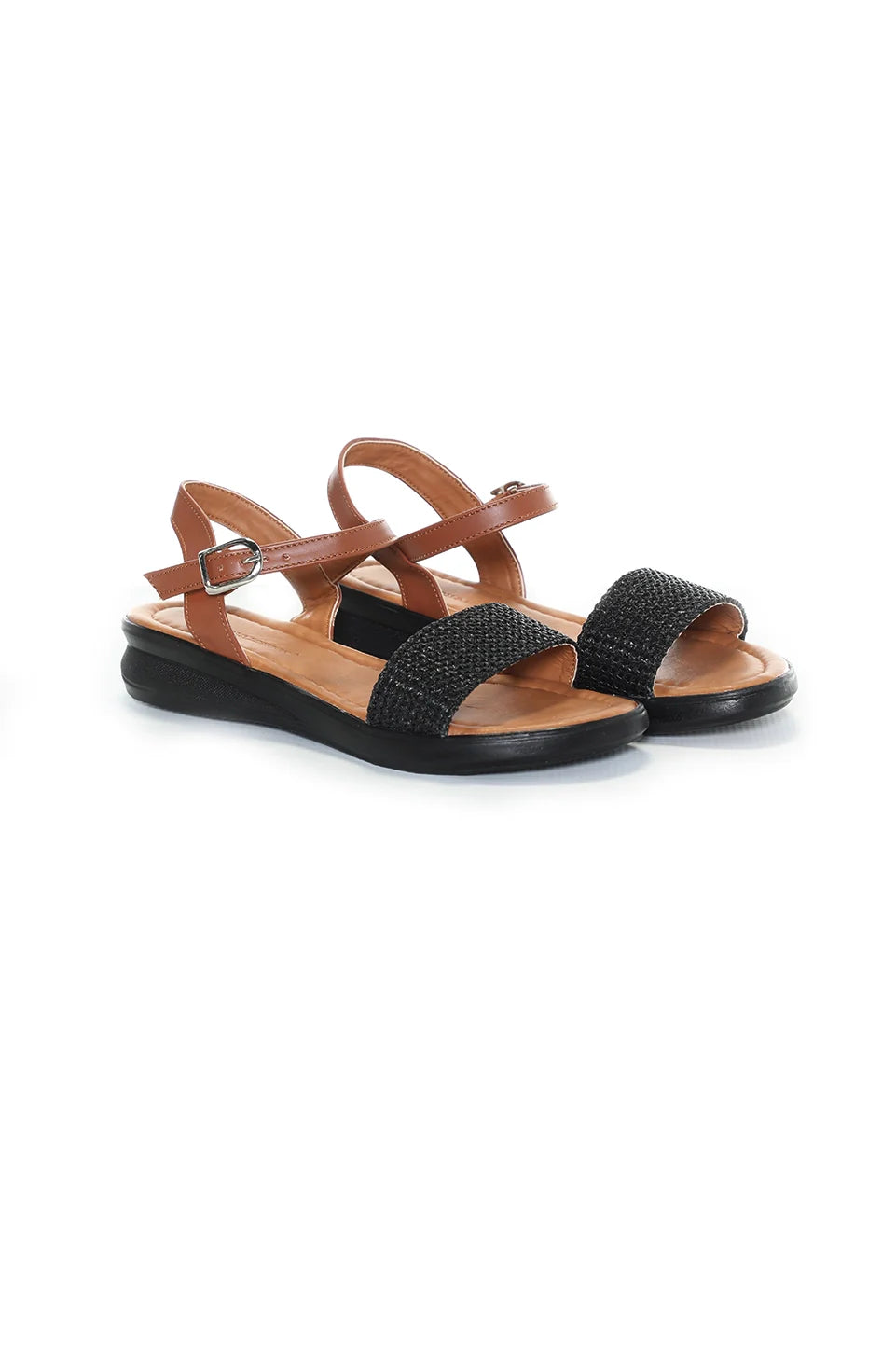 Black Sandal With Leather Ankle Strap