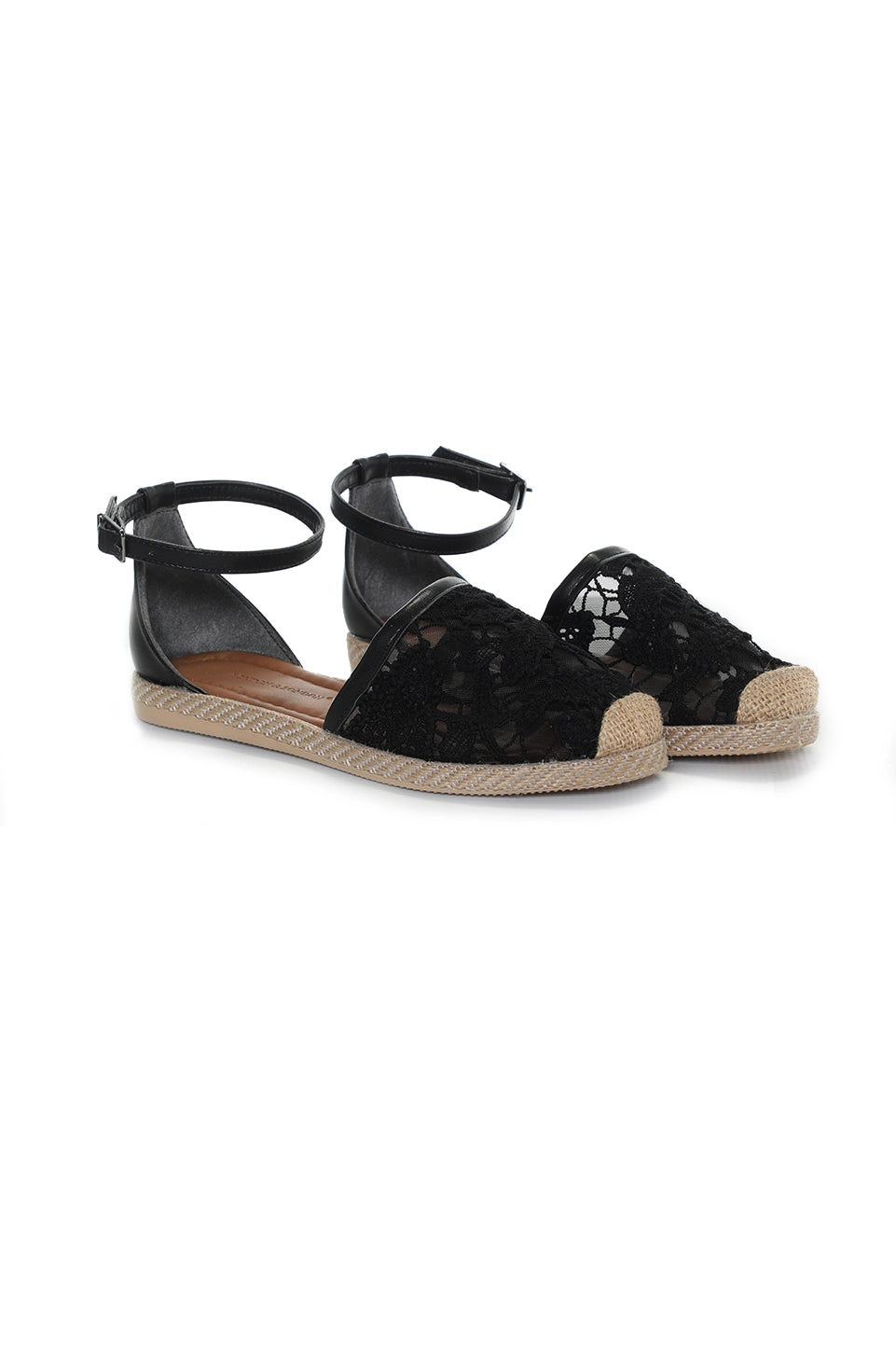 Bamboo Black Sandal With Strap Ankle