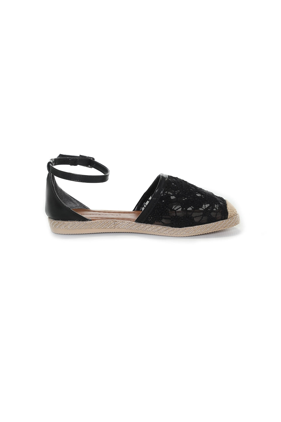 Bamboo Black Sandal With Strap Ankle