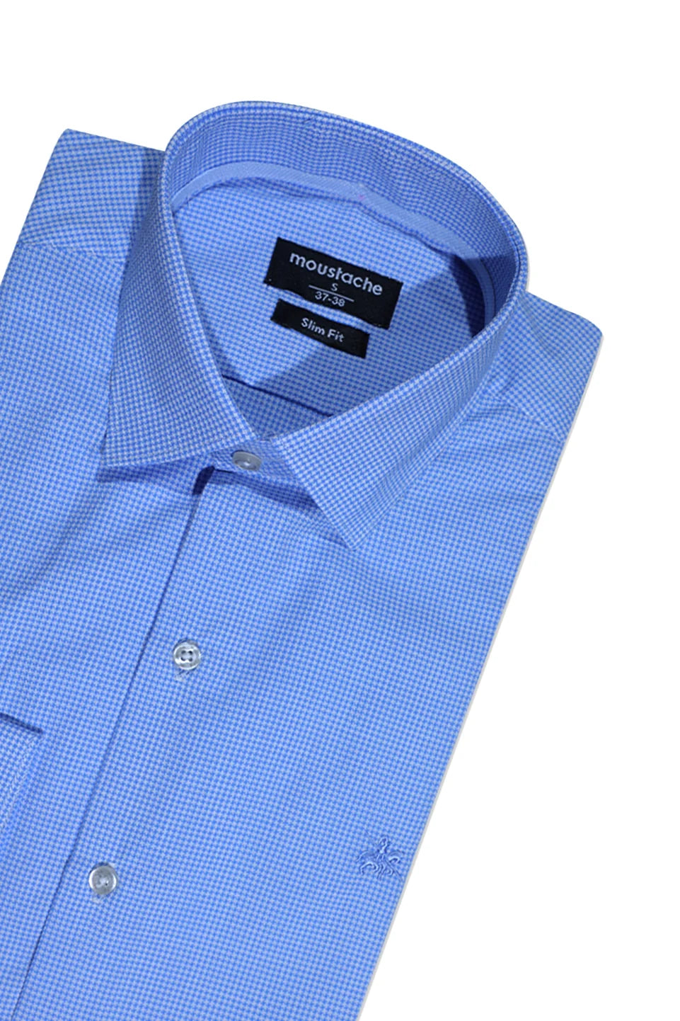 Slim Fit Blue Classic Shirt With Logo