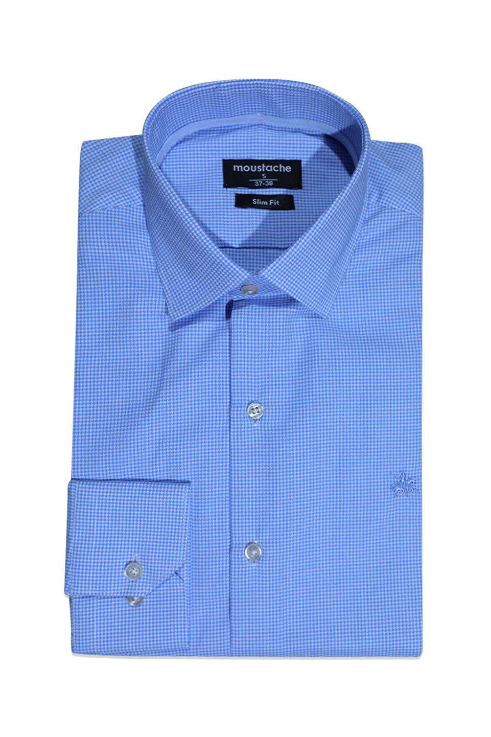 Slim Fit Blue Classic Shirt With Logo