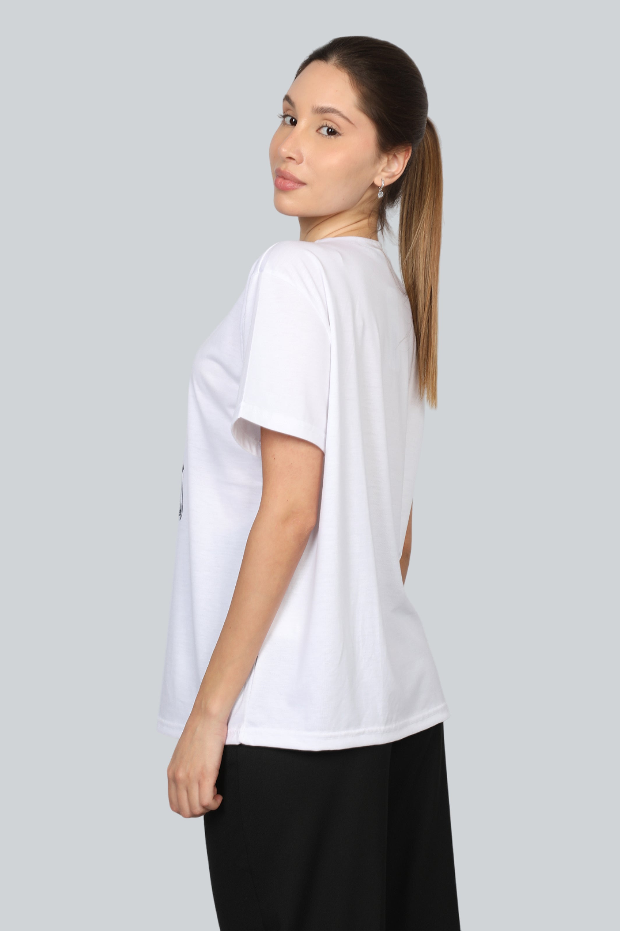 White Women T-shirt With Girls Front Design
