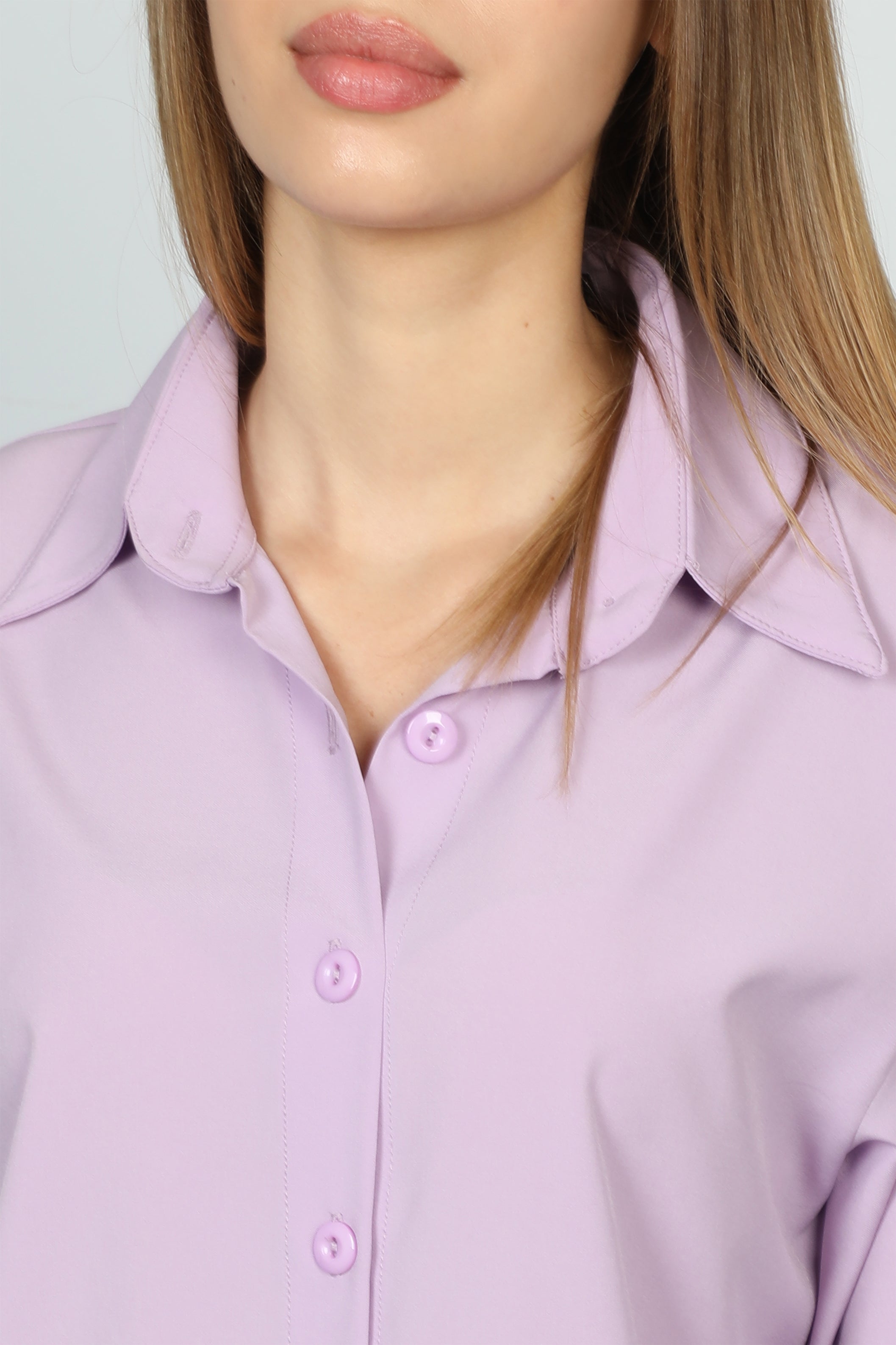 Women Basic Long Sleeves Lilac Shirt