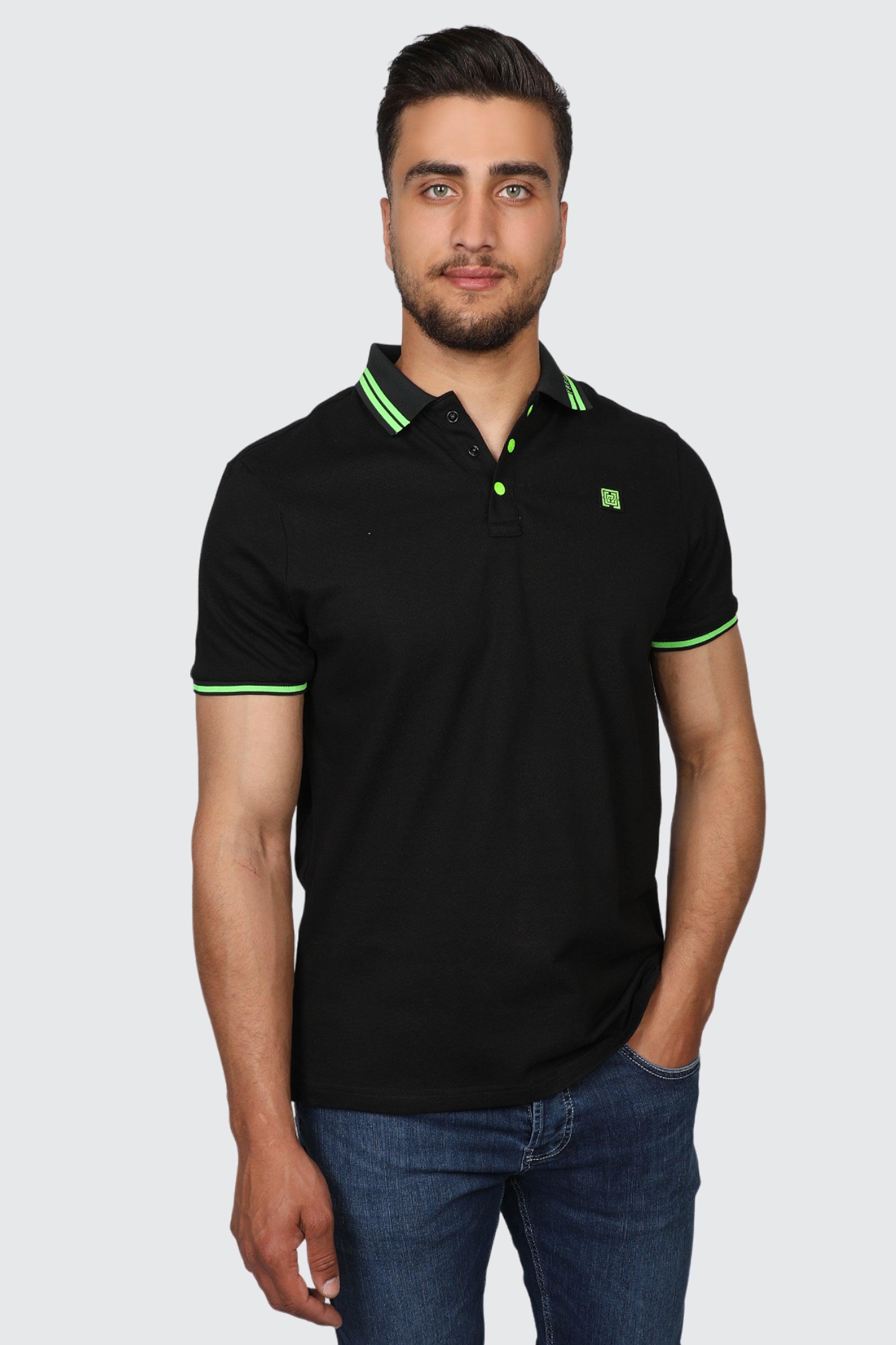 Black Polo With"Free Soul"Collar Design