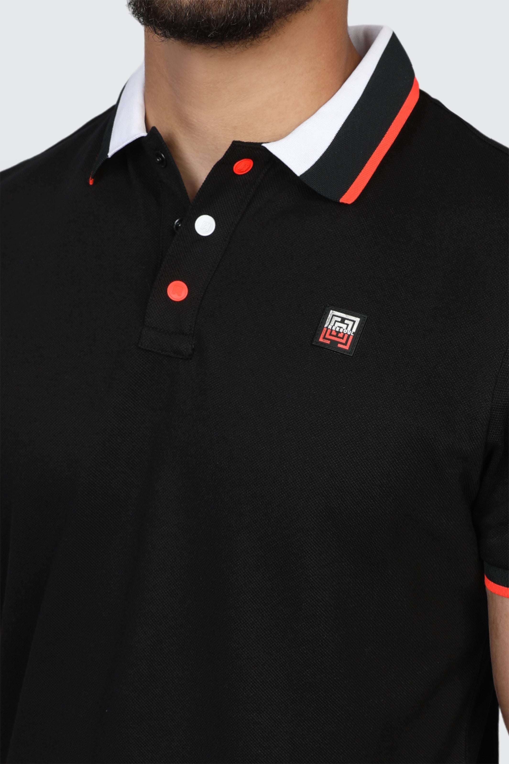 Black Cotton Polo With Simple Logo