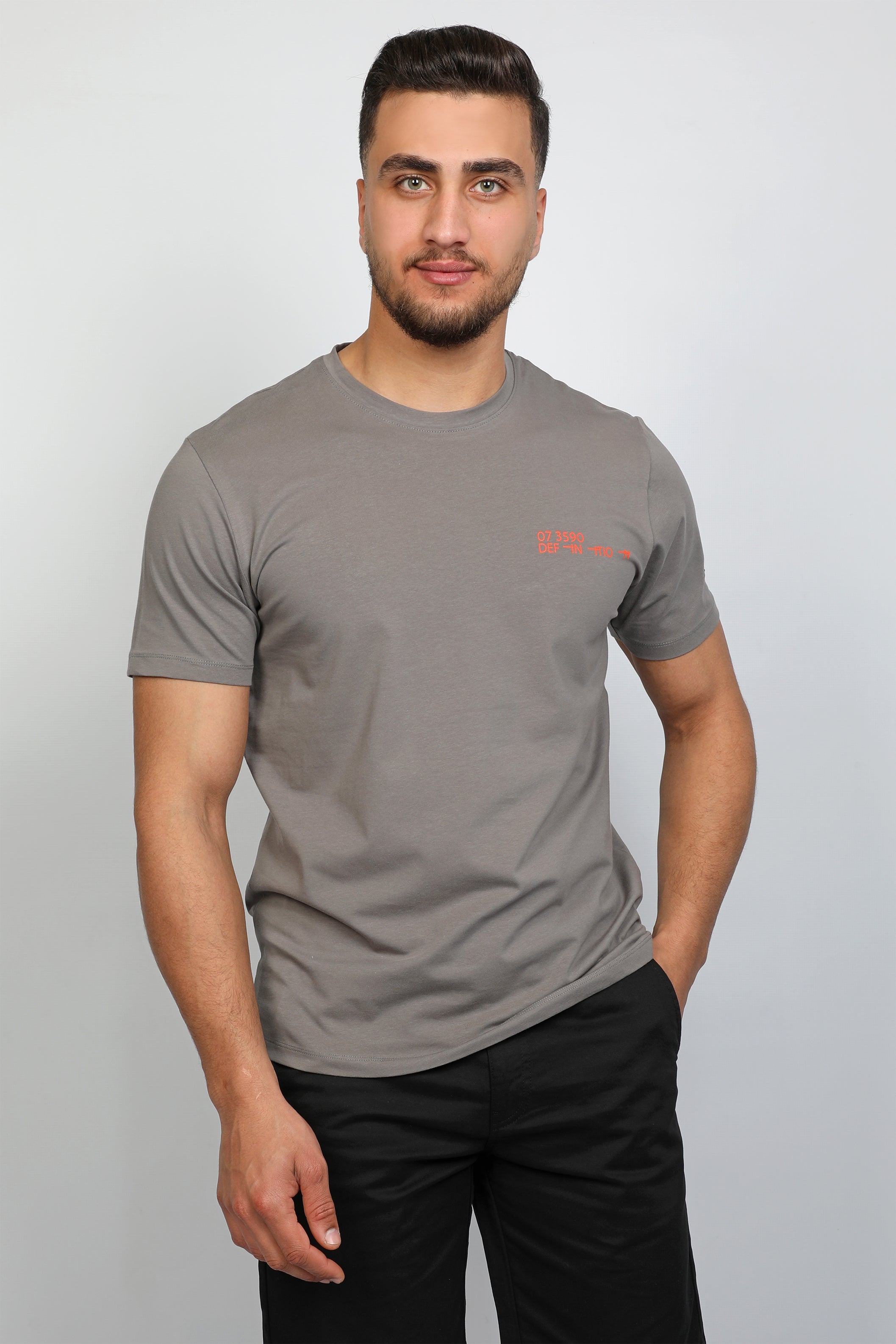 Light Grey Short Sleeve T-Shirt With Shoulder Logo