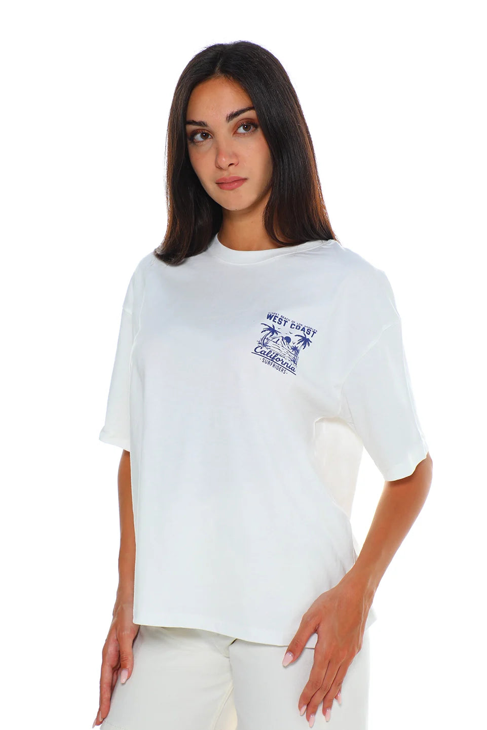 Cotton White T-shirt With Back design
